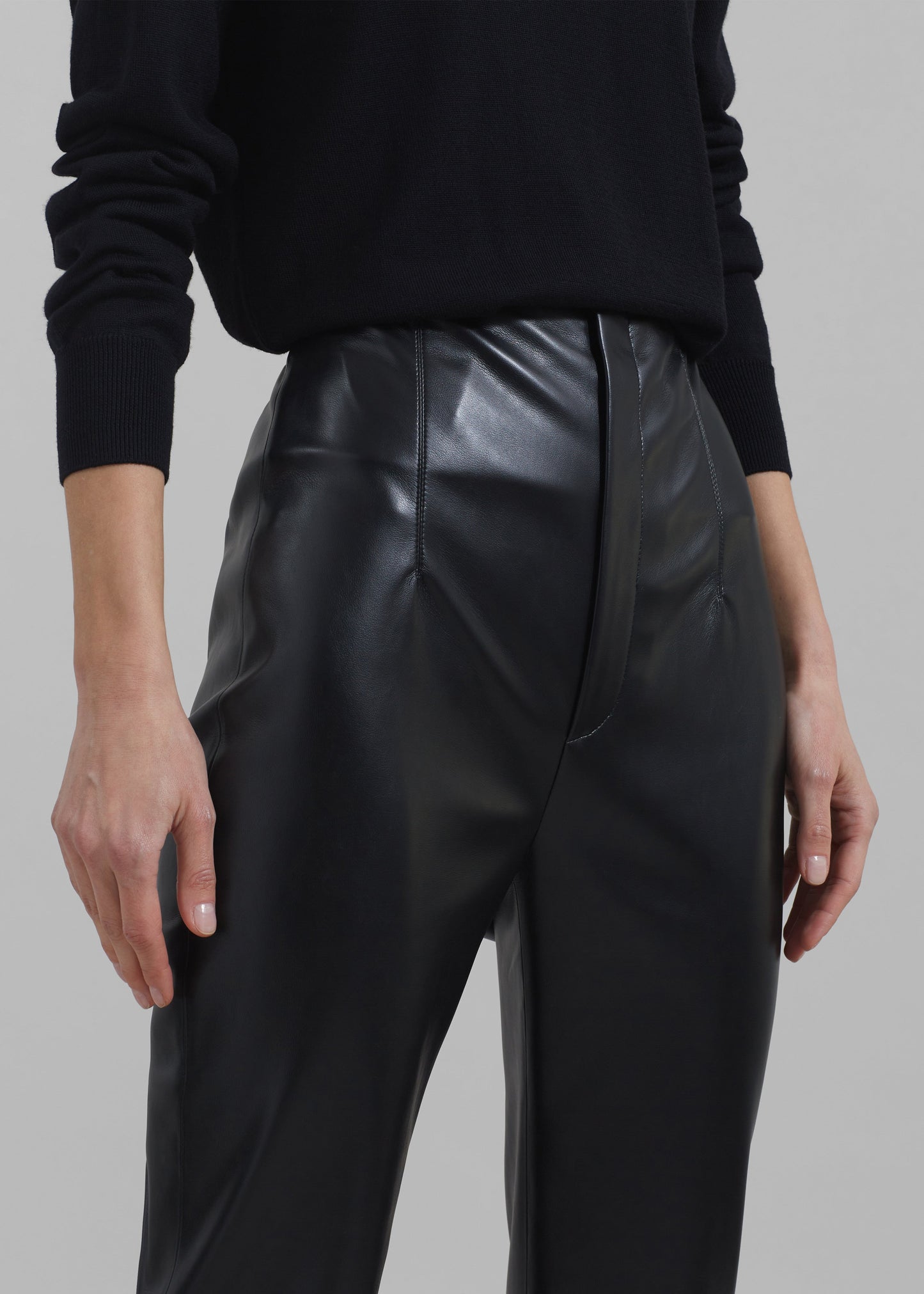 Ziggy Long Leather Pants - Black