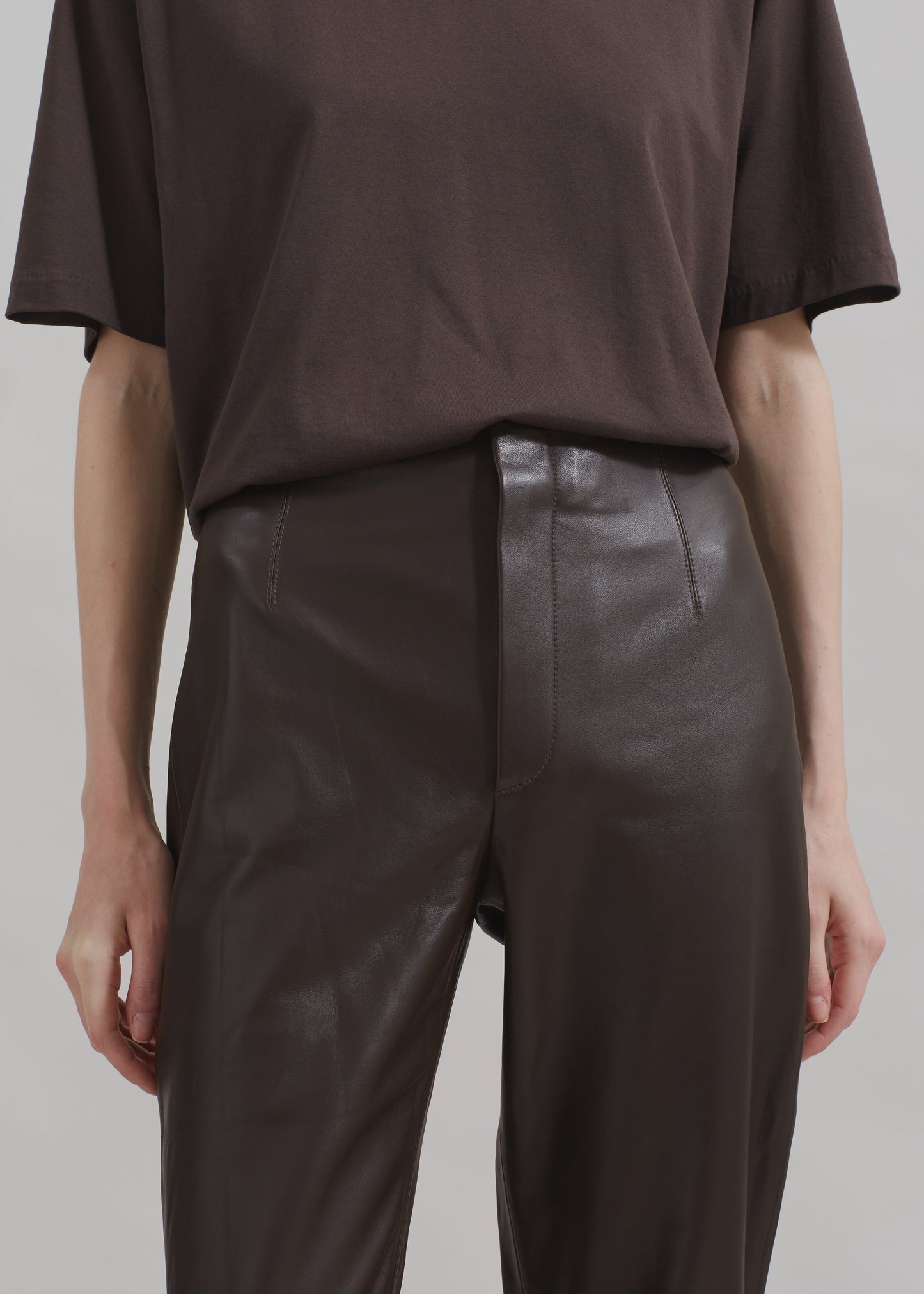 Ziggy Long Leather Pants - Brown