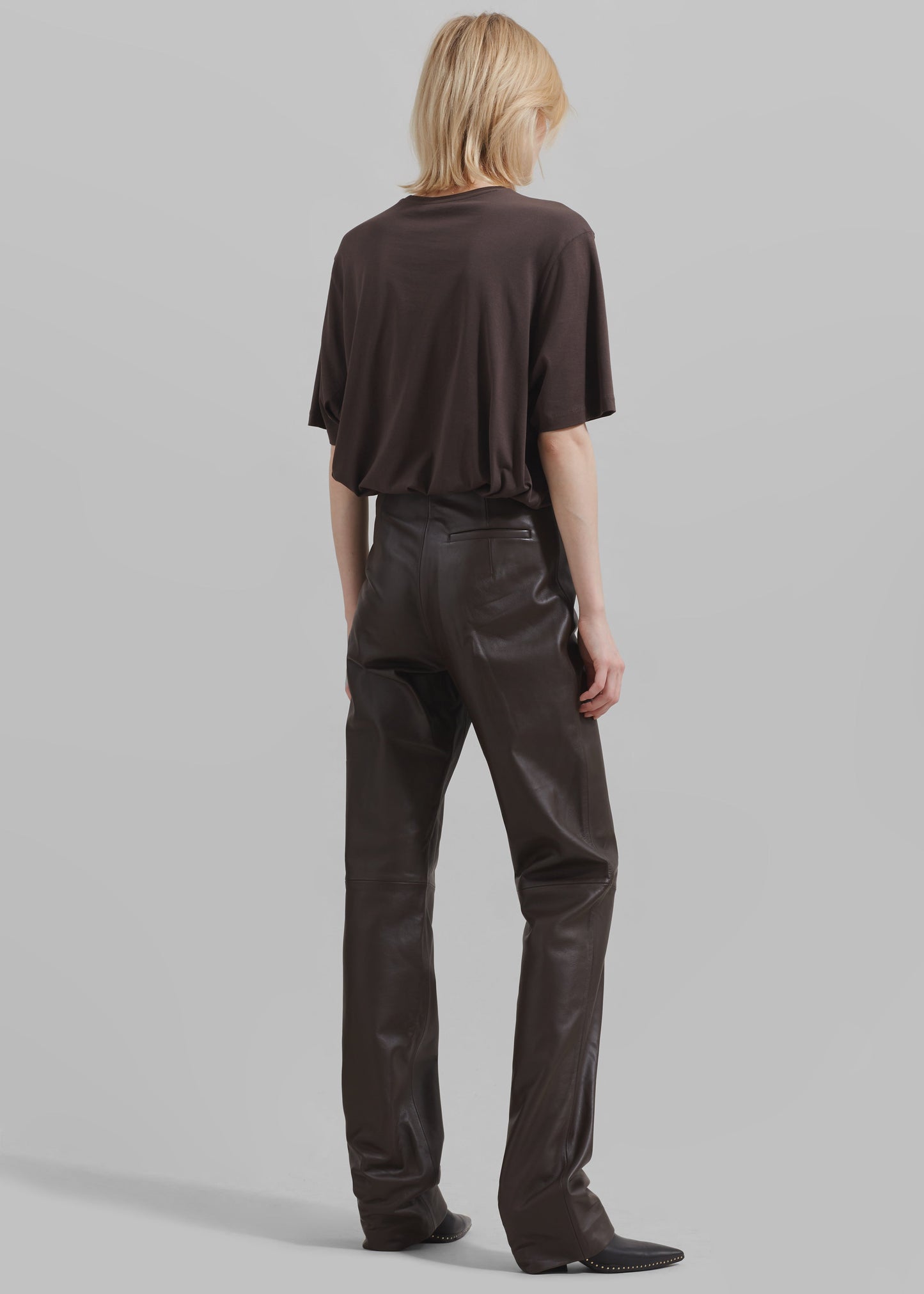 Ziggy Long Leather Pants - Brown