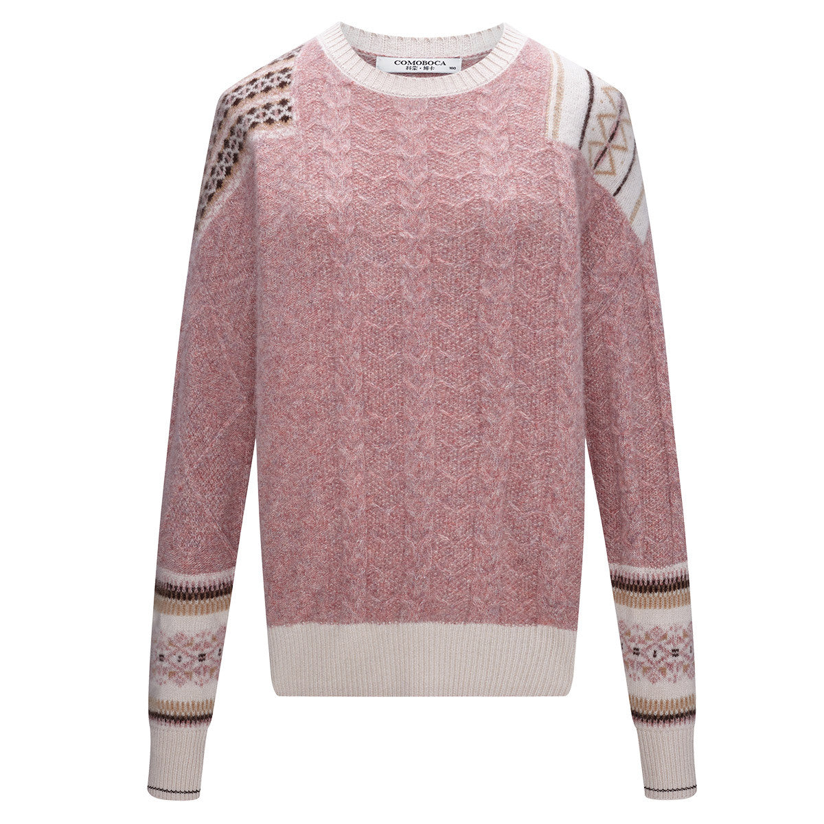 100% Cashmere Knit Sweater with Intricate Sleeve Details