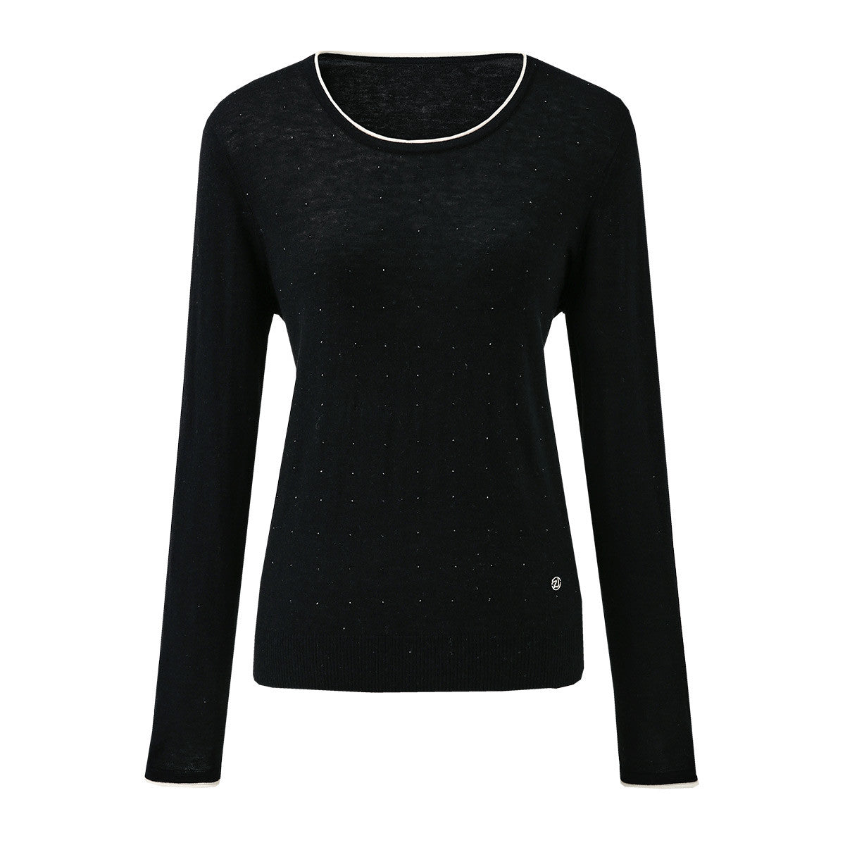 Womens Rhinestone Detail Crewneck Knit Sweater