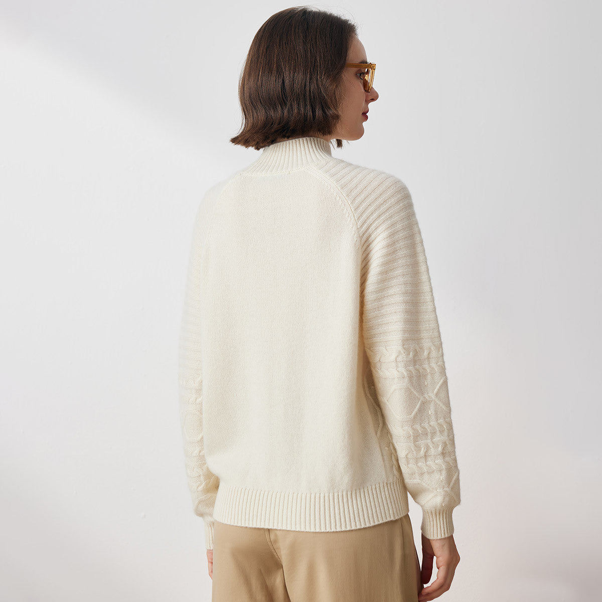 100% Cashmere Cable Knit Turtleneck Sweater