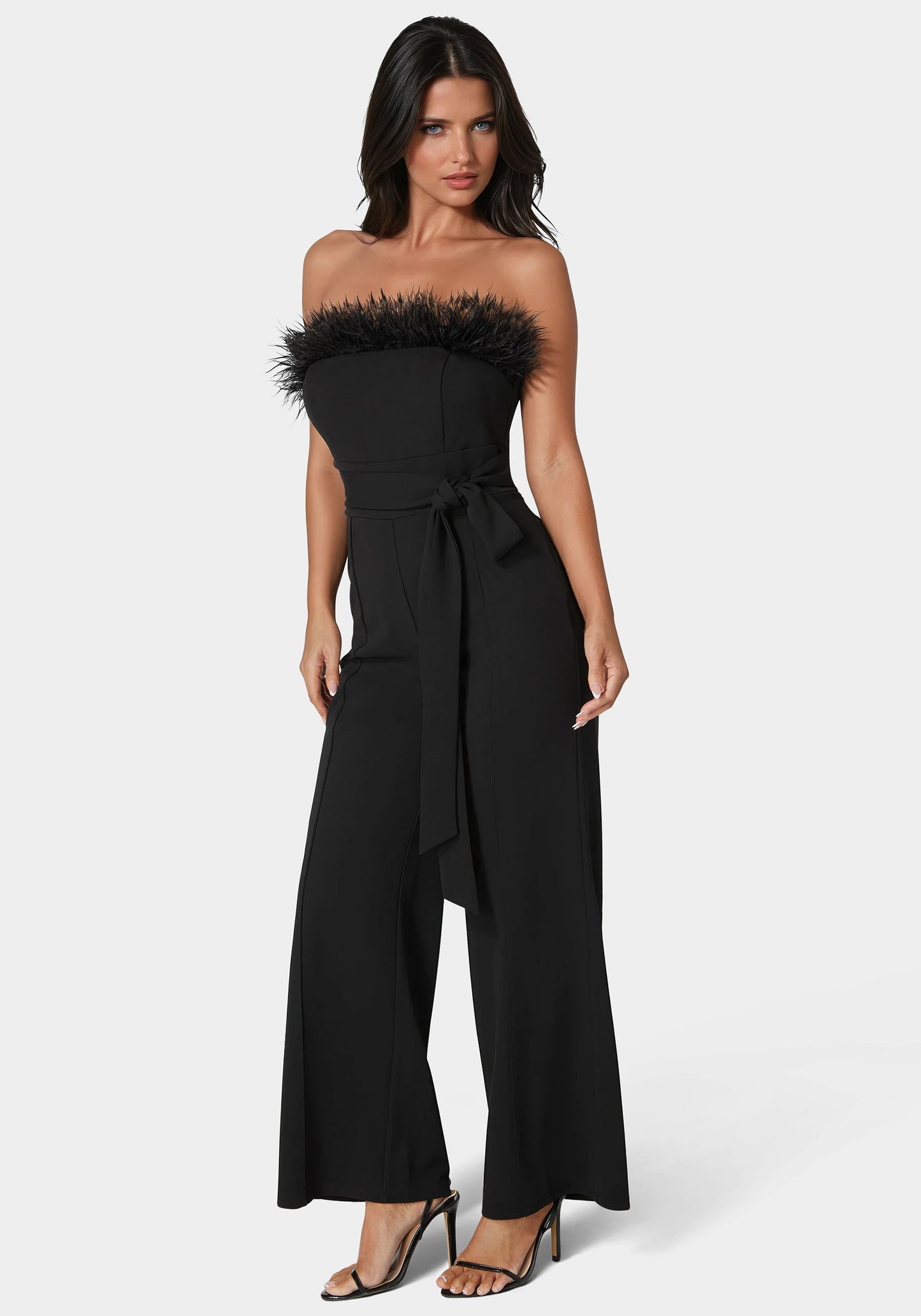 Strapless Feather Jumpsuit