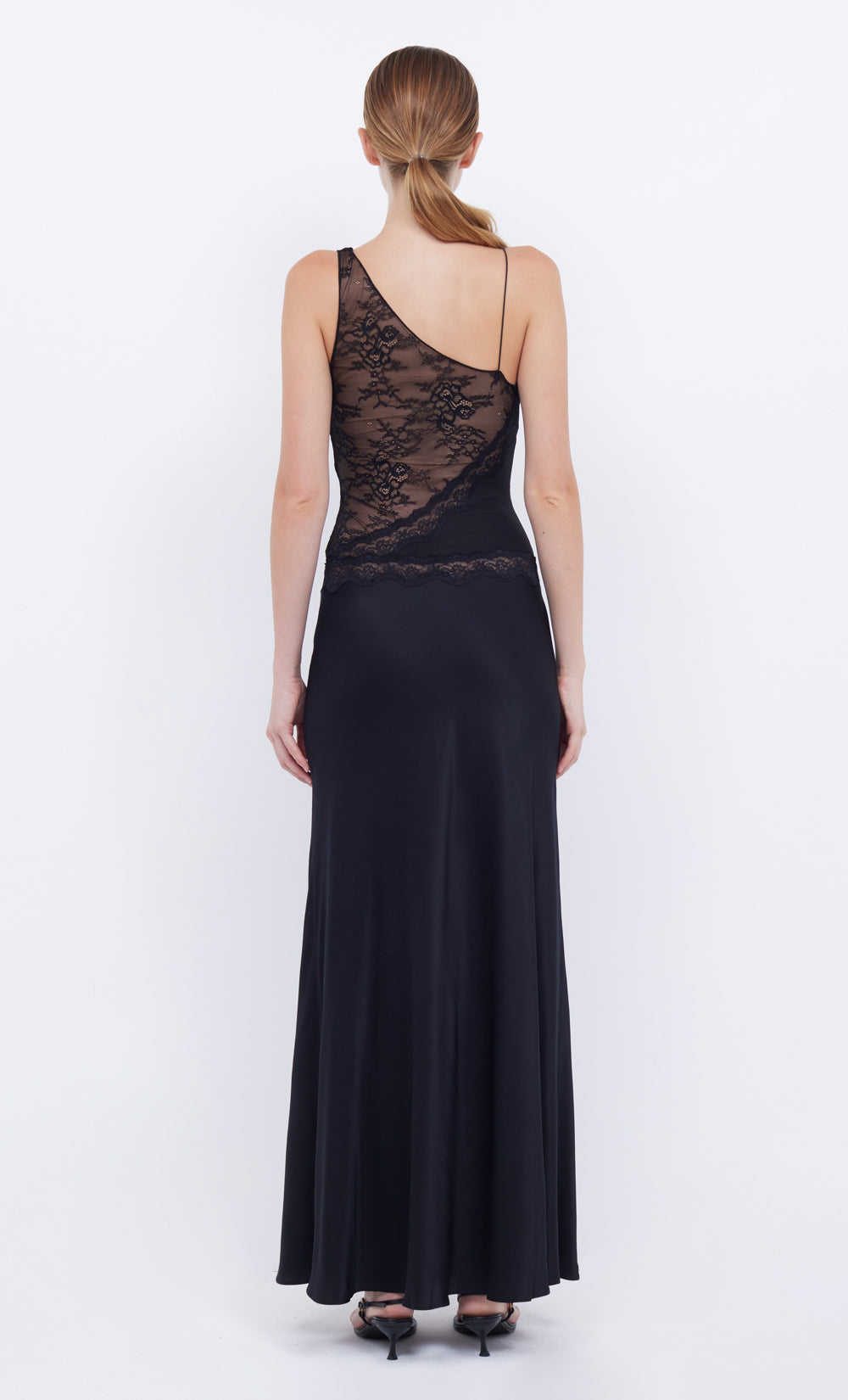 ABRIELLE LACE MAXI DRESS - BLACK/BLACK