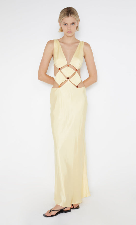 AGATHE DIAMOND DRESS - BUTTER YELLOW