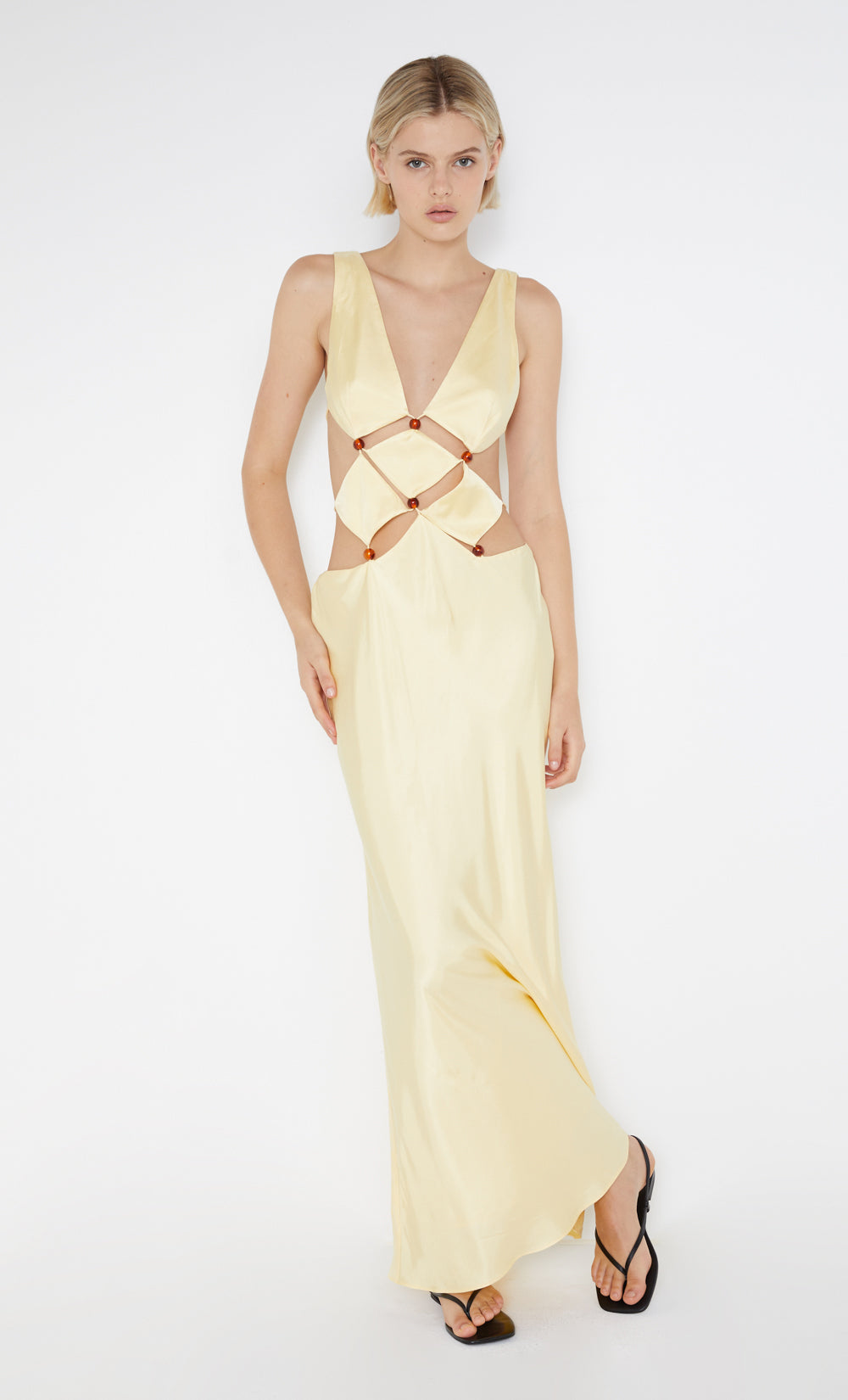 AGATHE DIAMOND DRESS - BUTTER YELLOW