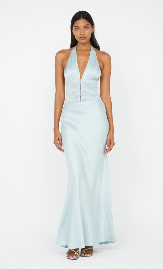 AKARI HALTER DRESS - CLOUD BLUE