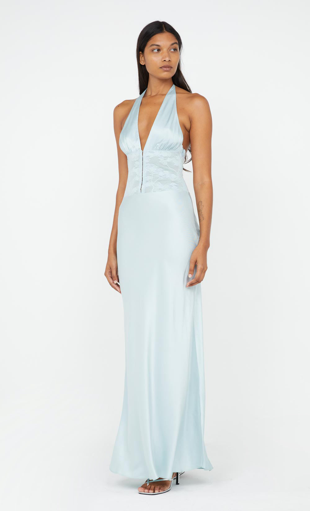 AKARI HALTER DRESS - CLOUD BLUE