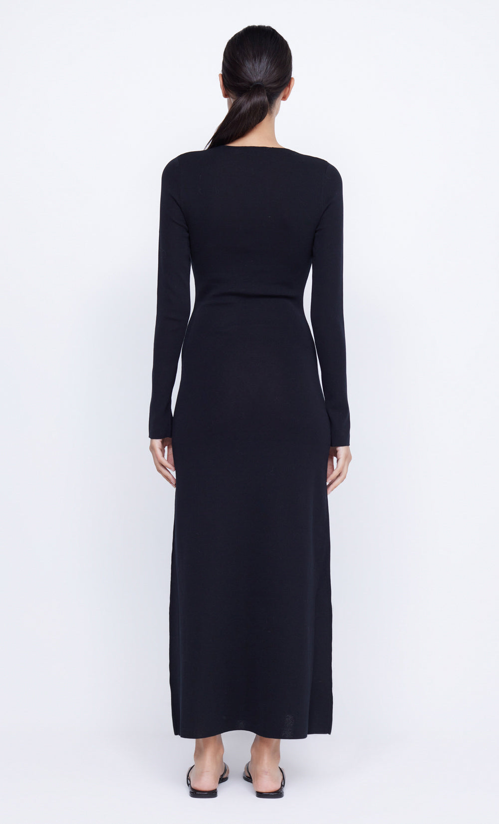 ALIENOR KEY HOLE KNIT DRESS - BLACK