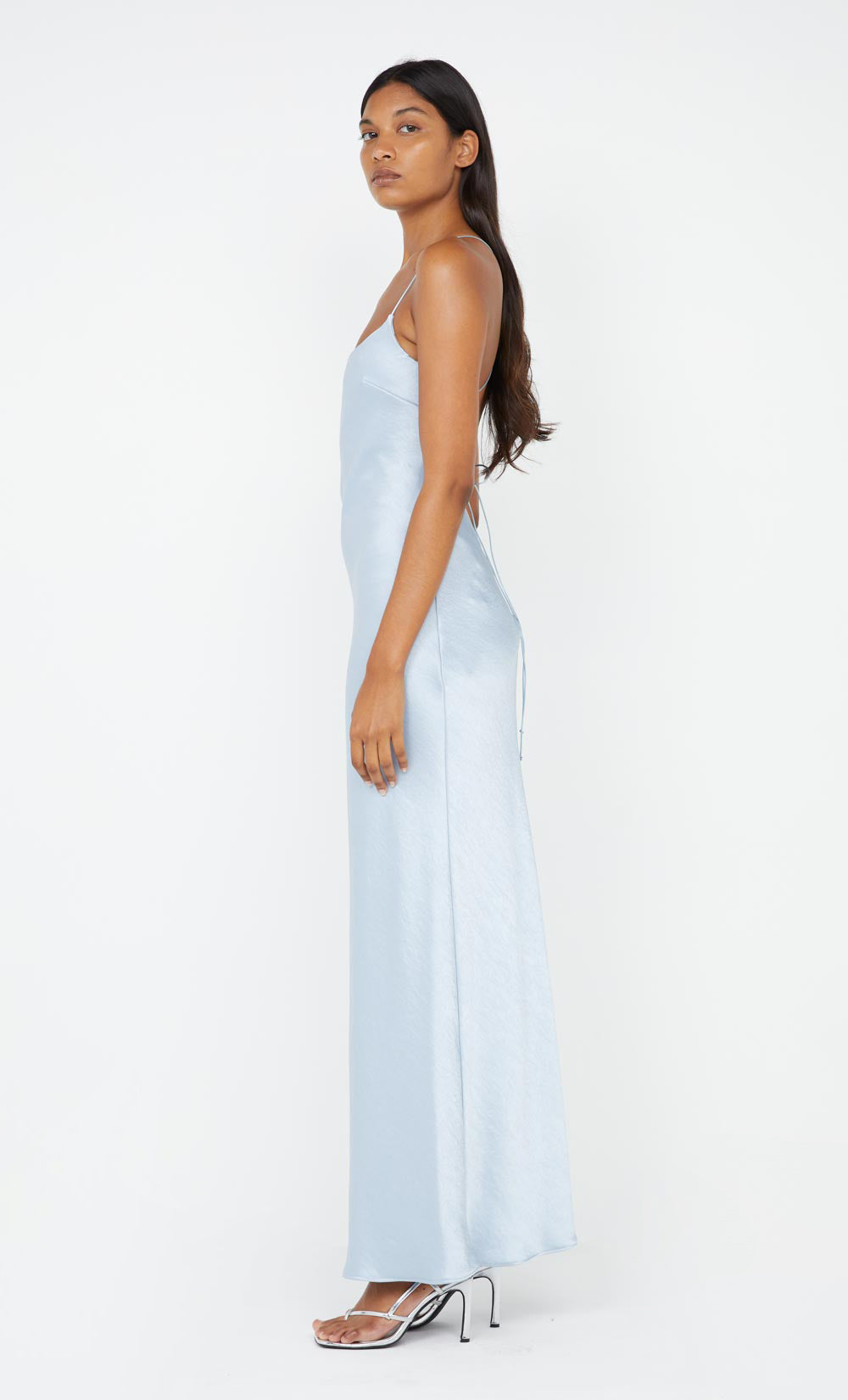 ALLEGRA TIE MAXI DRESS - DUSTY BLUE