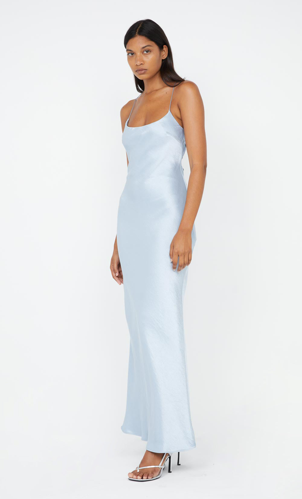 ALLEGRA TIE MAXI DRESS - DUSTY BLUE