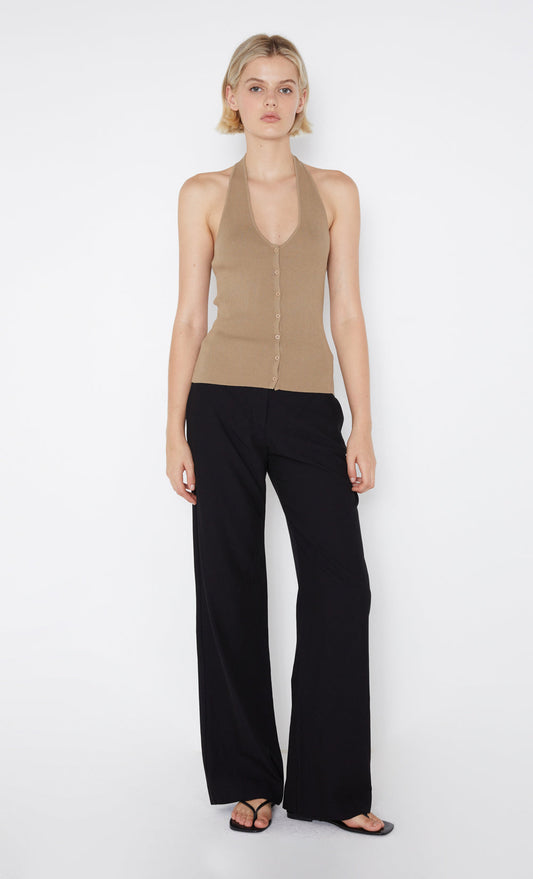 AMALFI HALTER KNIT TOP - TOBACCO