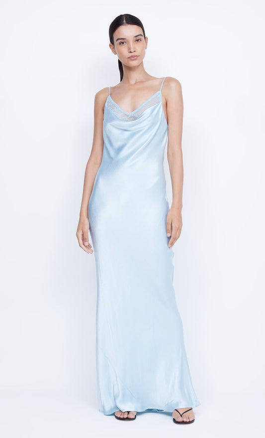 ARABELLA BACKLESS DRESS - DOLPHIN BLUE