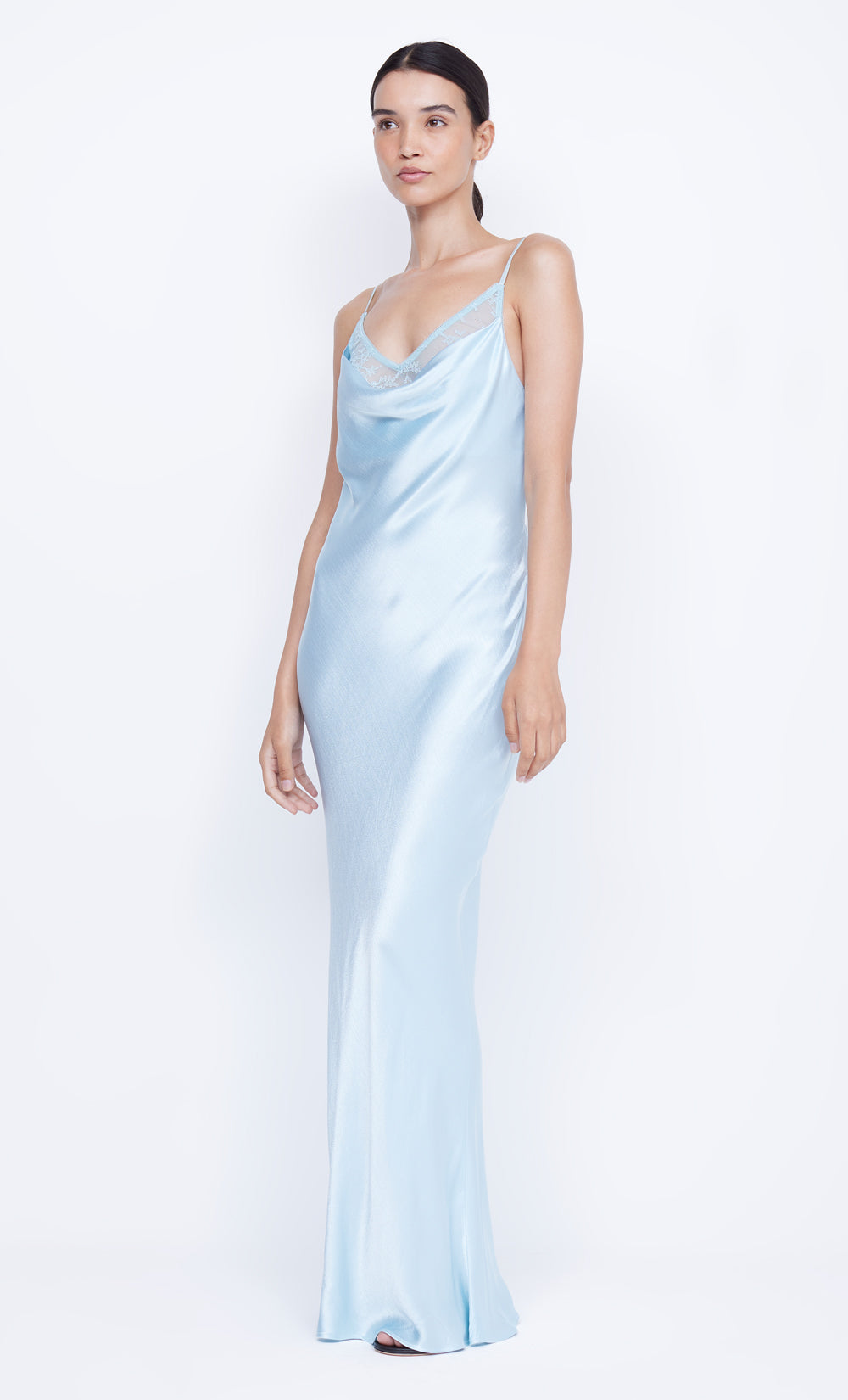 ARABELLA BACKLESS DRESS - DOLPHIN BLUE