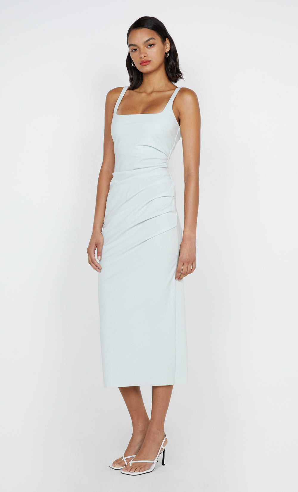 AVELINE TUCK MIDI DRESS - OCEAN MIST