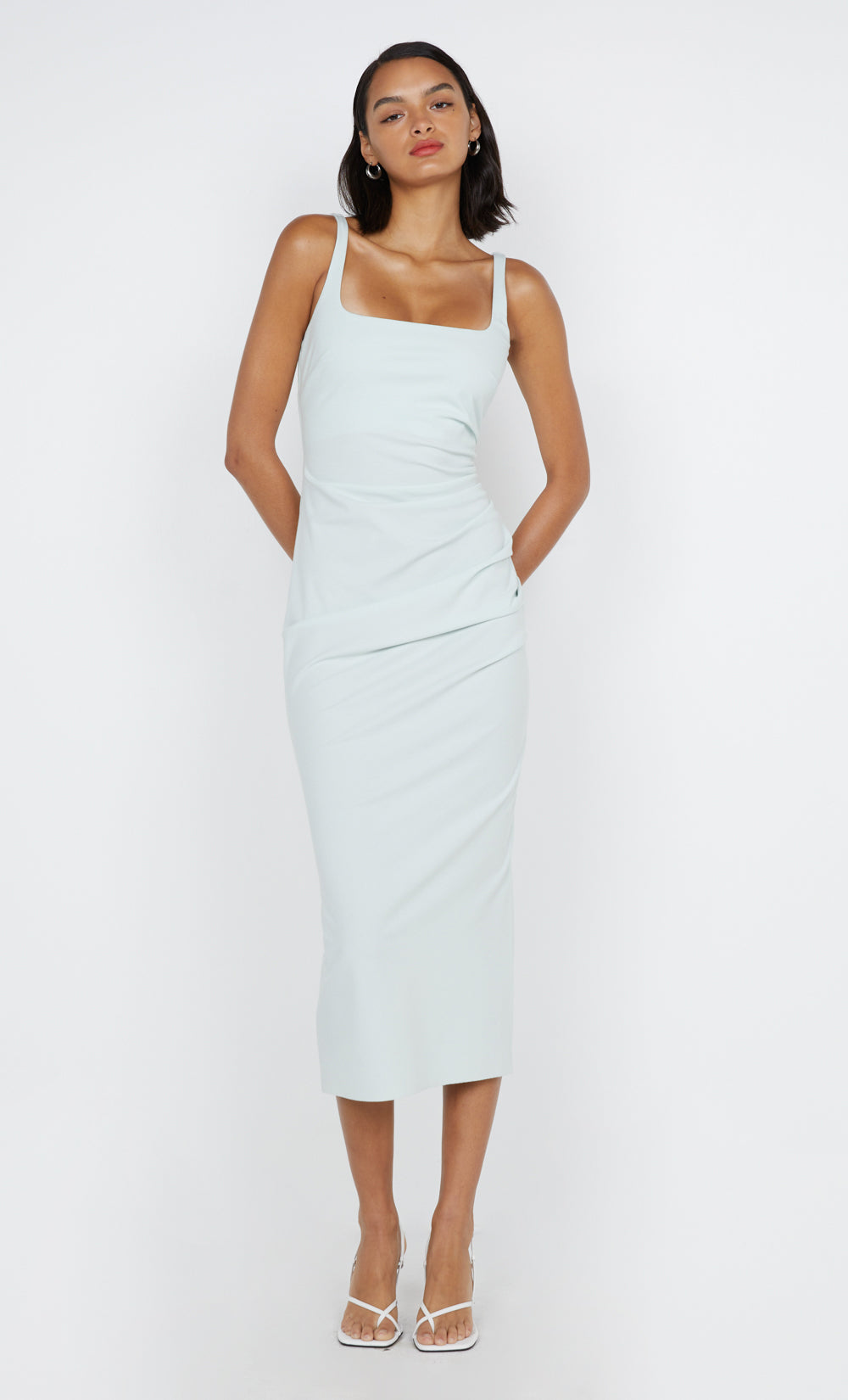 AVELINE TUCK MIDI DRESS - OCEAN MIST