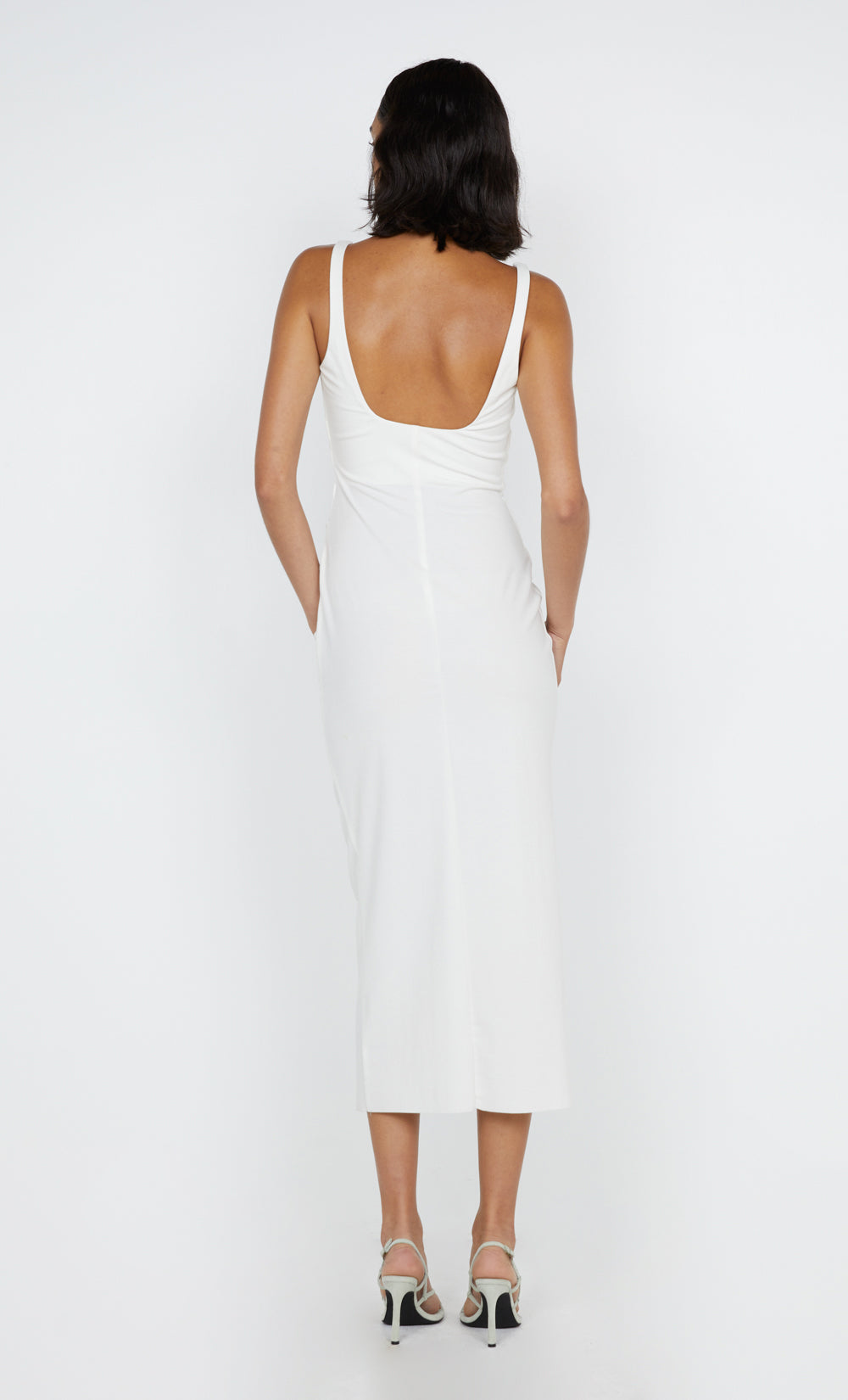 AVELINE TUCK MIDI DRESS - WHITE