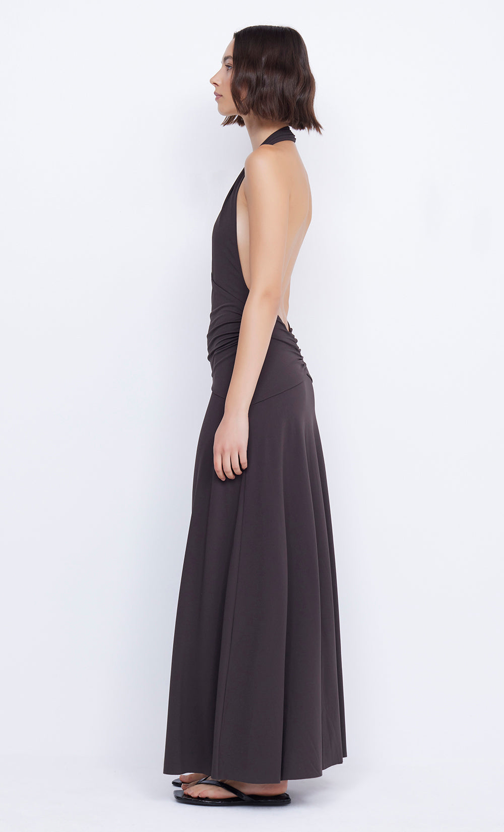 BLANCHE HALTER MAXI DRESS - ESPRESSO