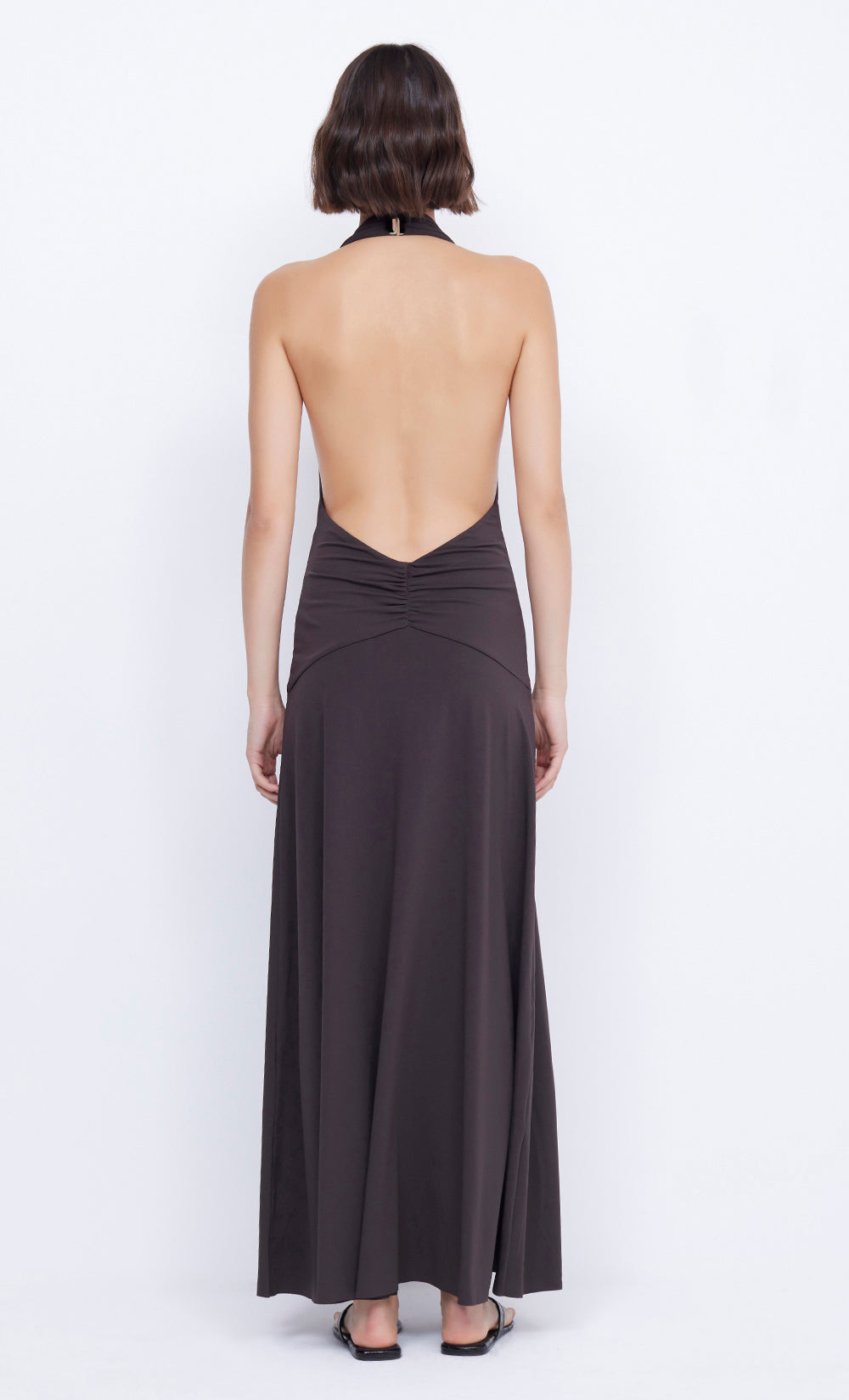 BLANCHE HALTER MAXI DRESS - ESPRESSO