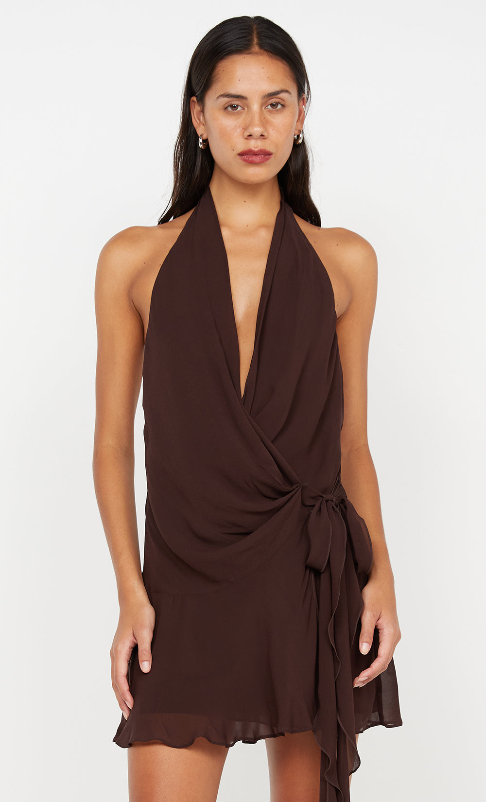 CELYSE MINI DRESS - DARK CHOCOLATE