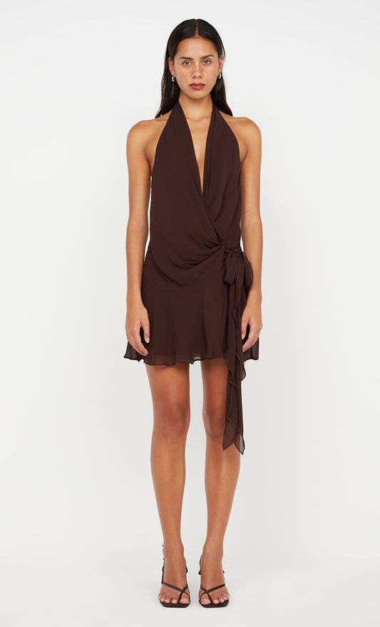 CELYSE MINI DRESS - DARK CHOCOLATE