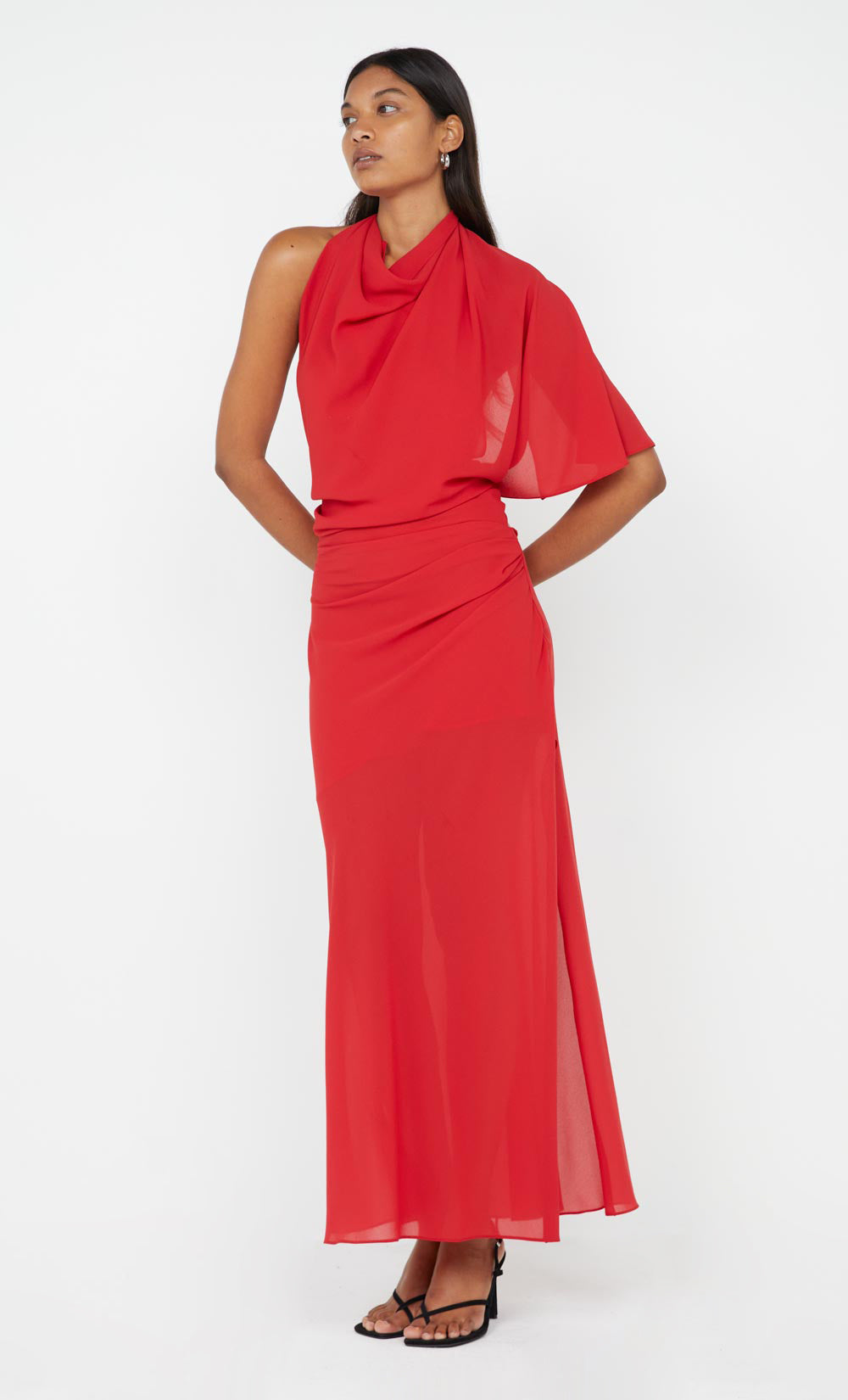 CLARICE DRAPE DRESS - ROUGE