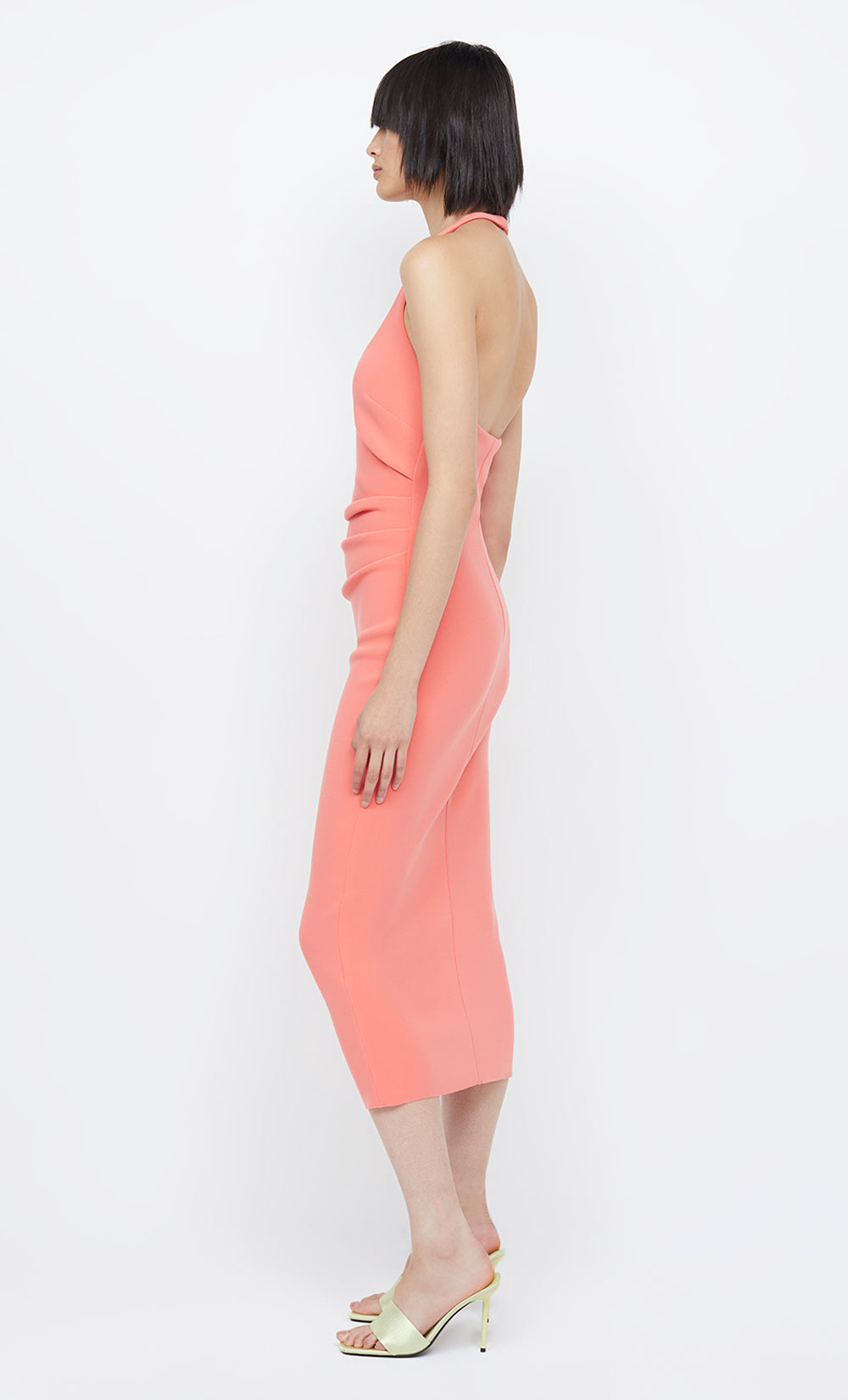 CYNDIE HALTER MIDI DRESS - CORAL