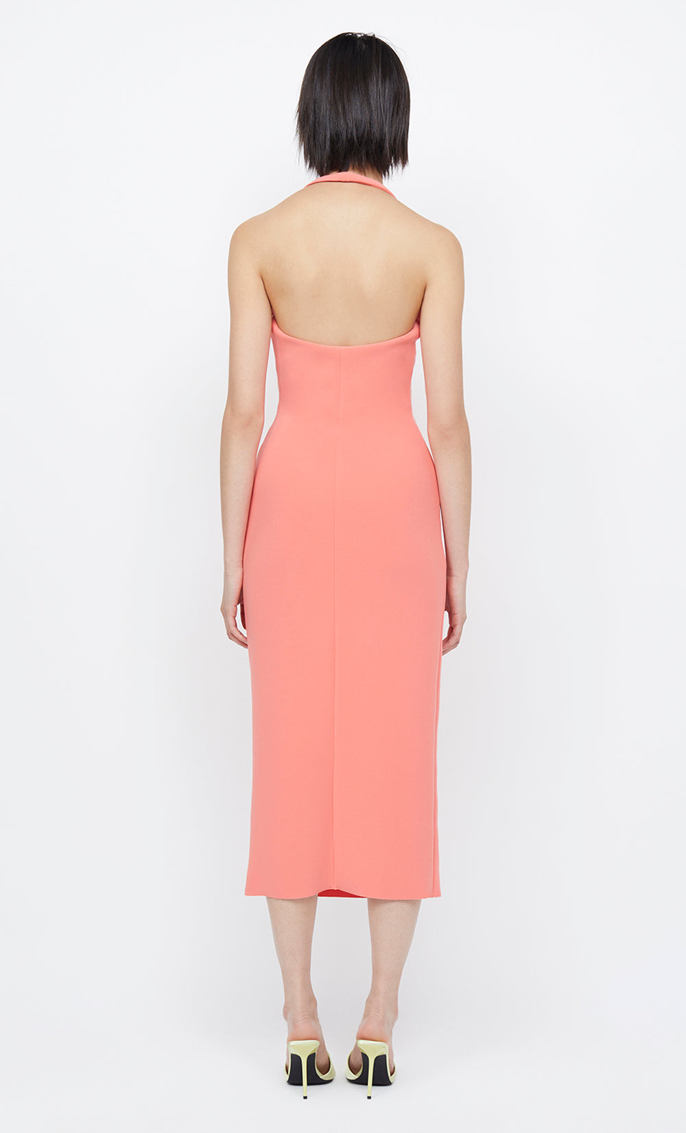 CYNDIE HALTER MIDI DRESS - CORAL