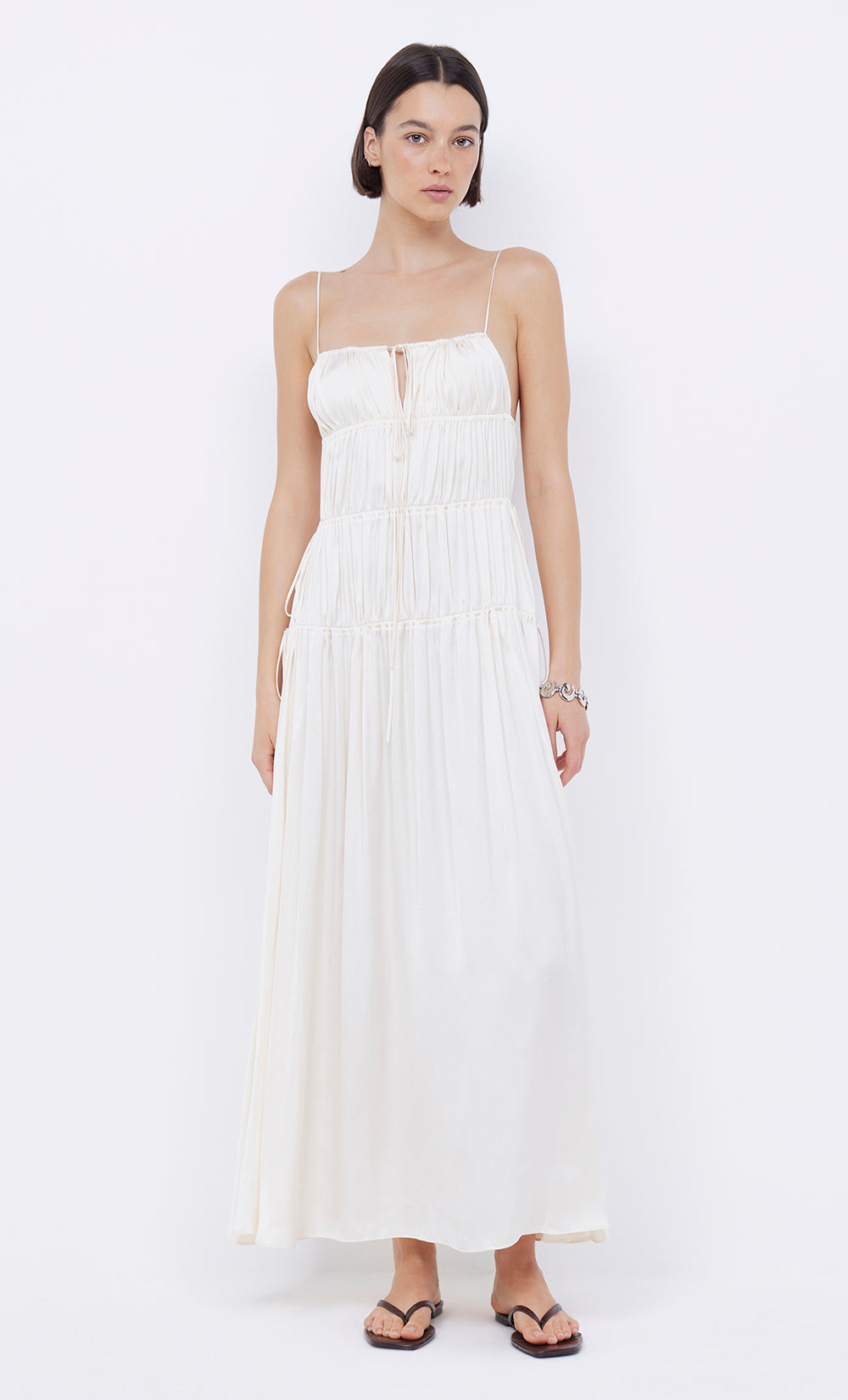 DELPHI GATHERED DRESS - IVORY