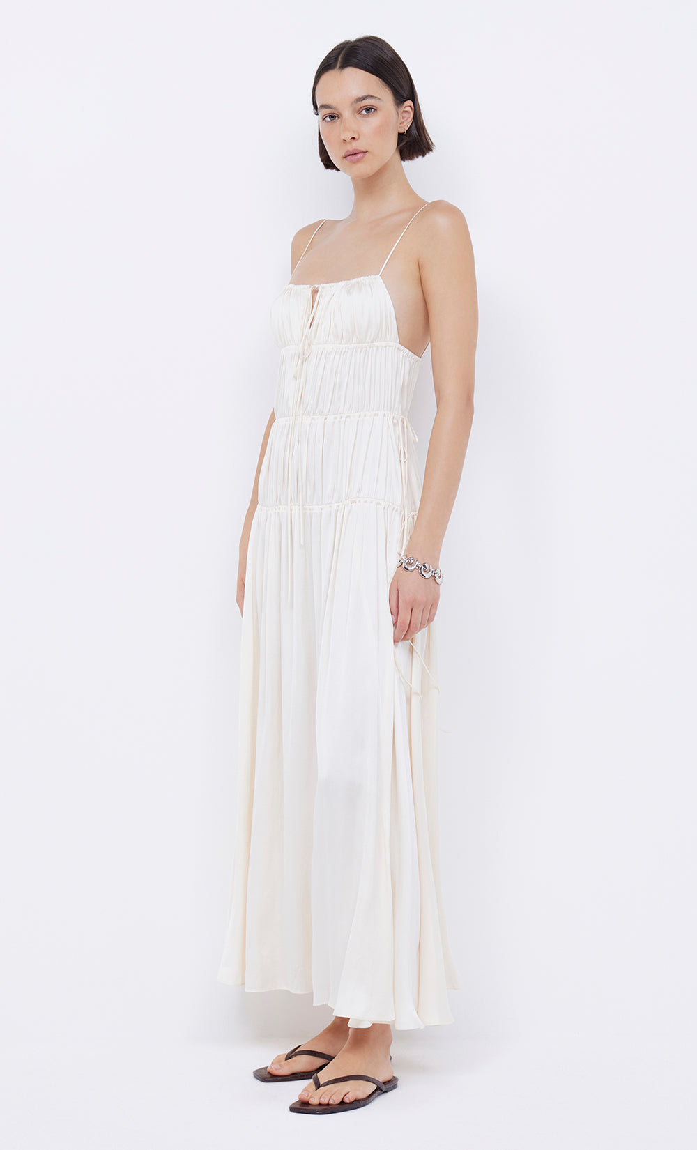 DELPHI GATHERED DRESS - IVORY