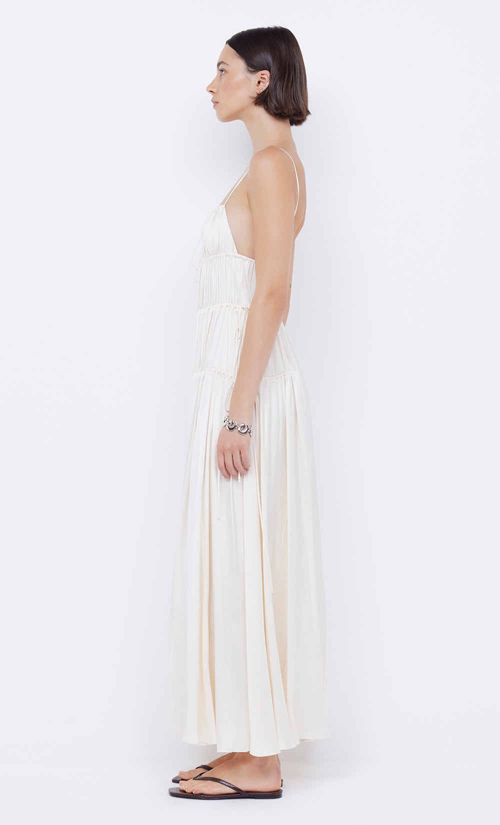 DELPHI GATHERED DRESS - IVORY