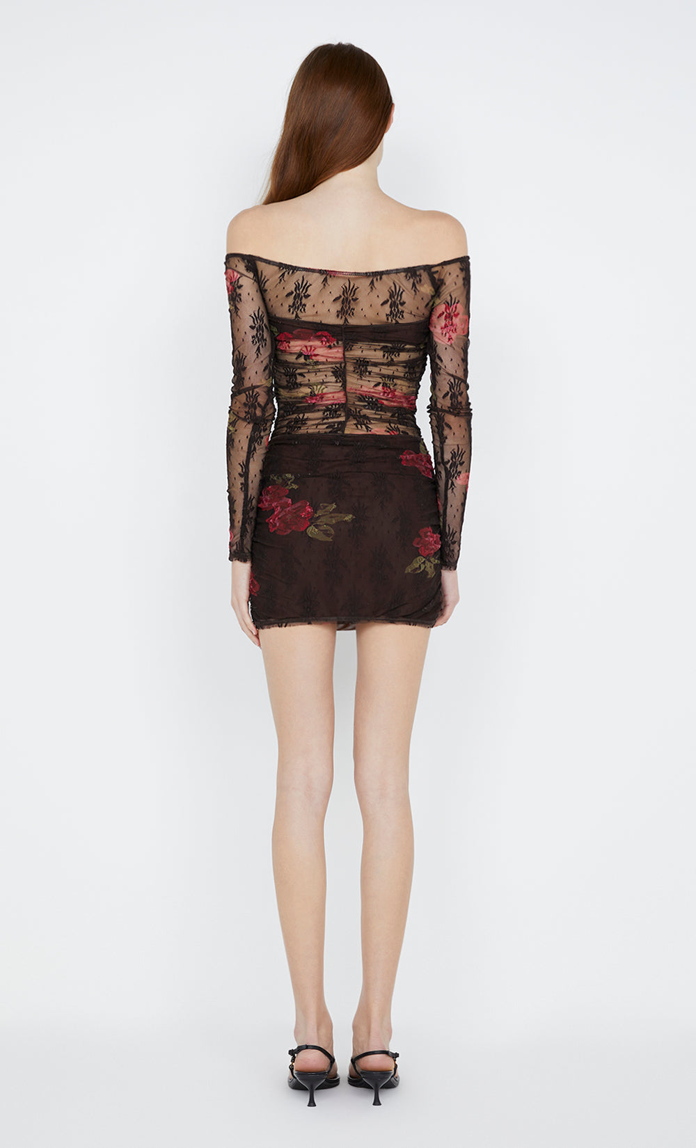 DESERT ROSE LONG SLEEVE MINI DRESS - CHOC FLORAL