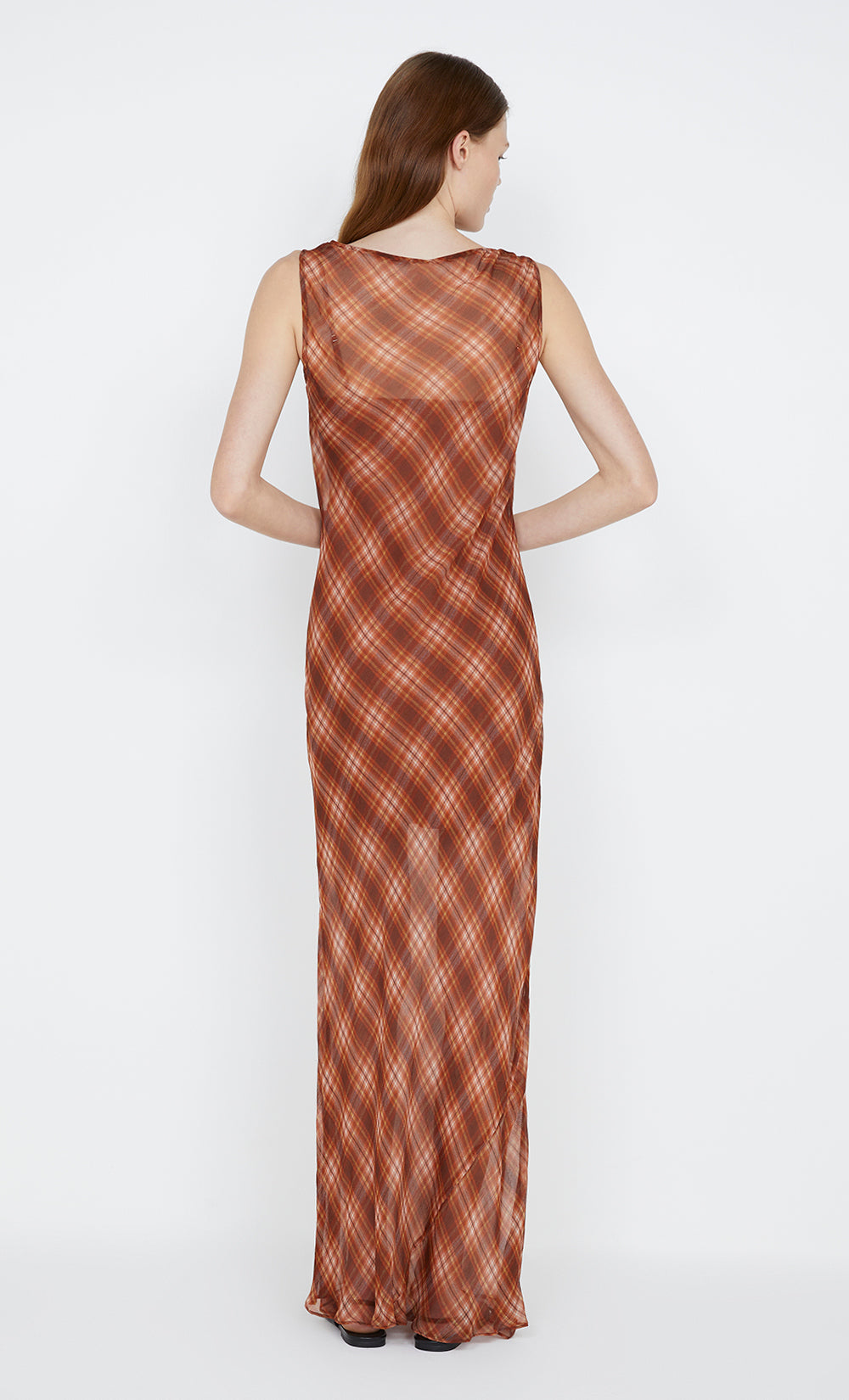 DEVI BOATNECK DRESS - DESERT CHECK