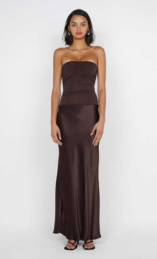 DUA STRAPLESS DRESS - DARK CHOCOLATE