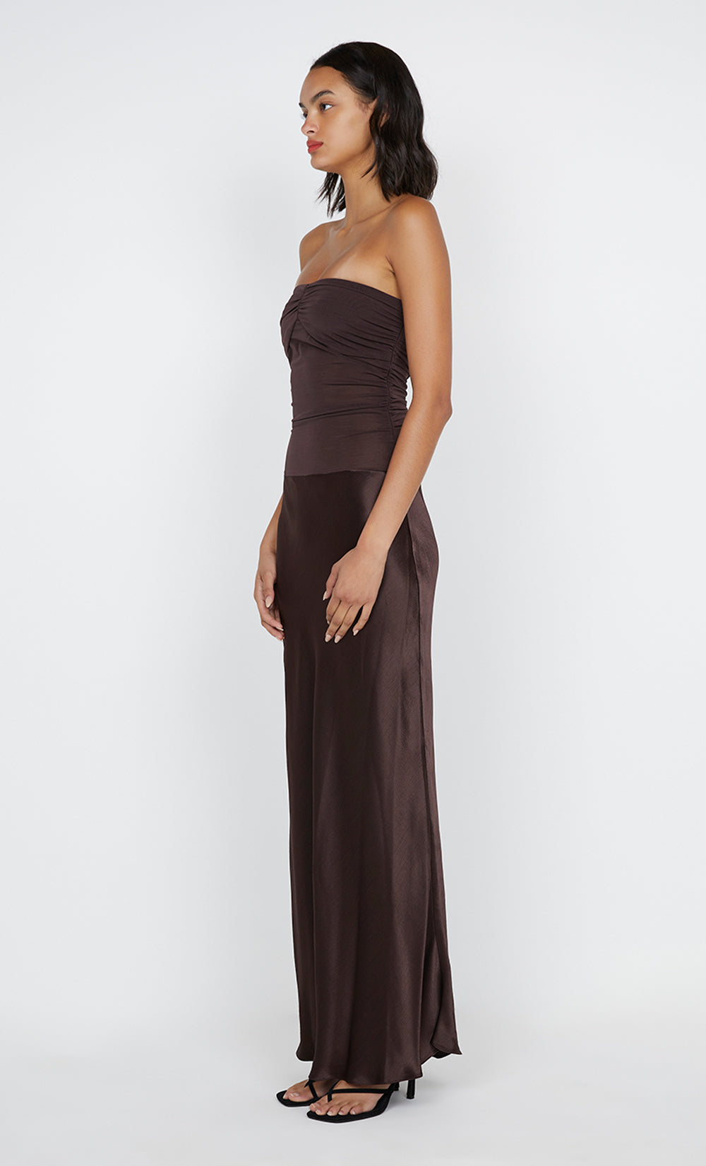 DUA STRAPLESS DRESS - DARK CHOCOLATE