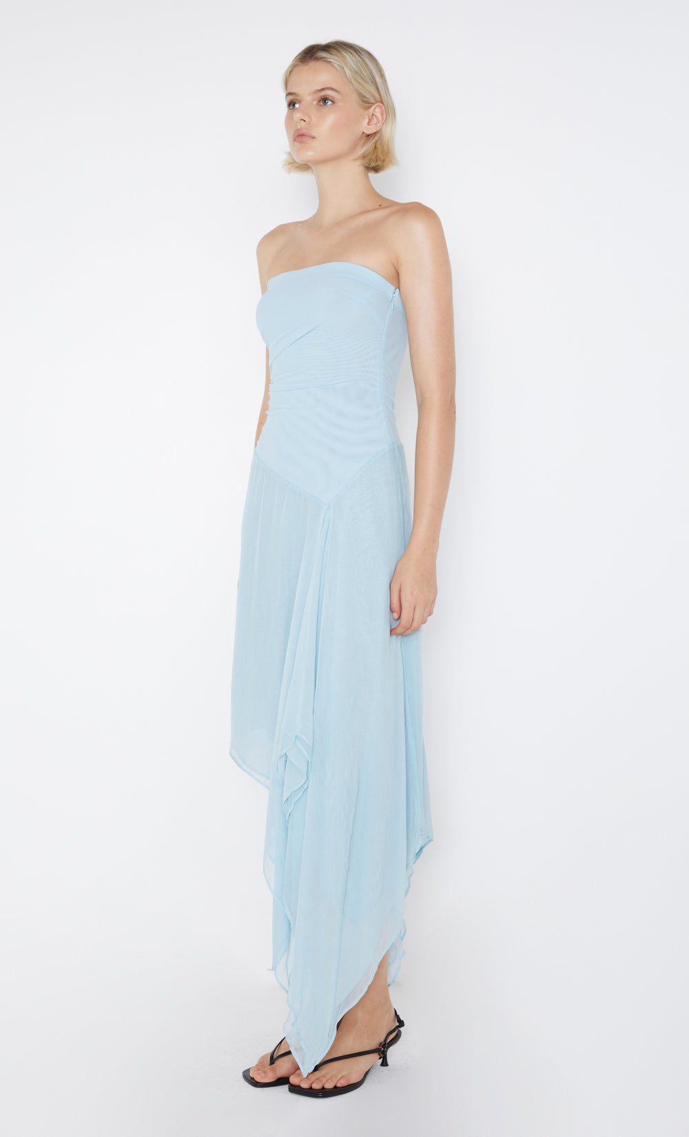 ELZETTE STRAPLESS MIDI DRESS - DOLPHIN BLUE