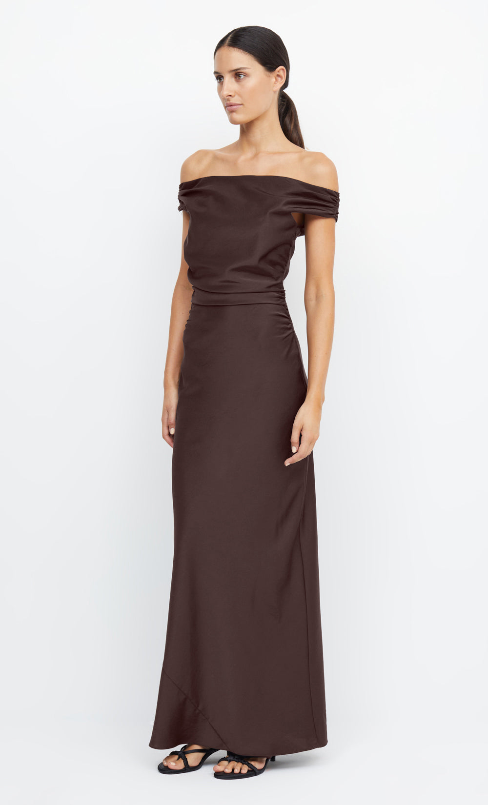 ETERNITY OFF SHOULDER MAXI - DARK CHOCOLATE