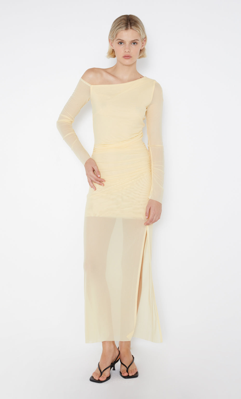 FAE ASYM LONG SLEEVE DRESS - BUTTER YELLOW