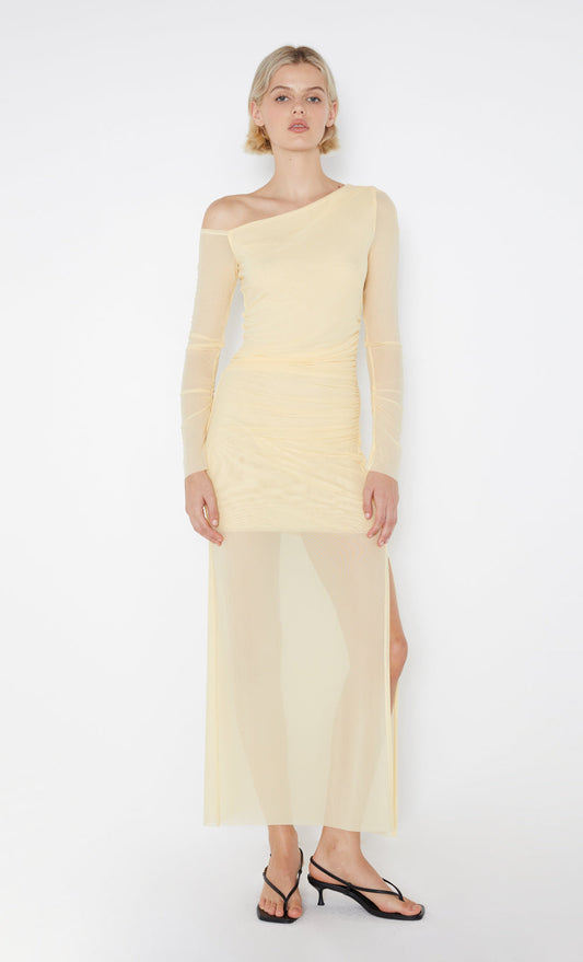 FAE ASYM LONG SLEEVE DRESS - BUTTER YELLOW