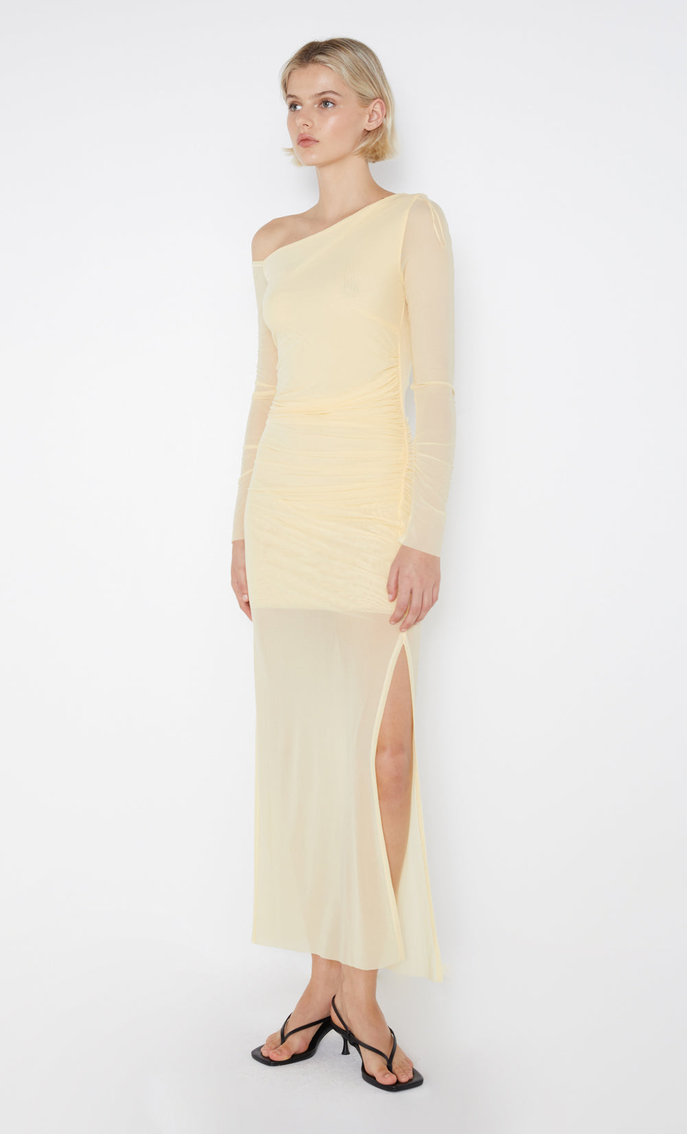 FAE ASYM LONG SLEEVE DRESS - BUTTER YELLOW