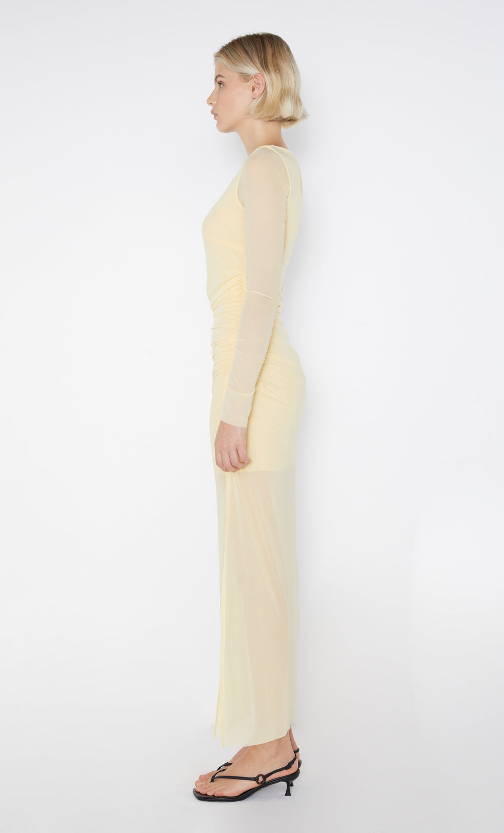 FAE ASYM LONG SLEEVE DRESS - BUTTER YELLOW