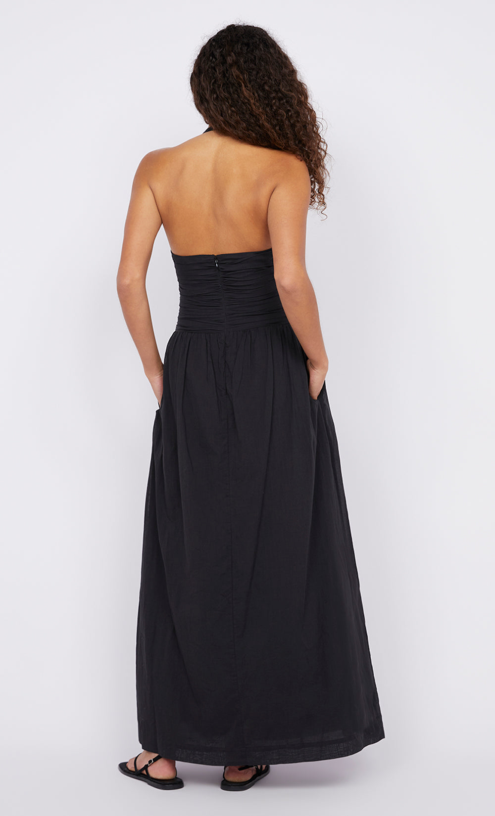 FRANCA HALTER DRESS - BLACK