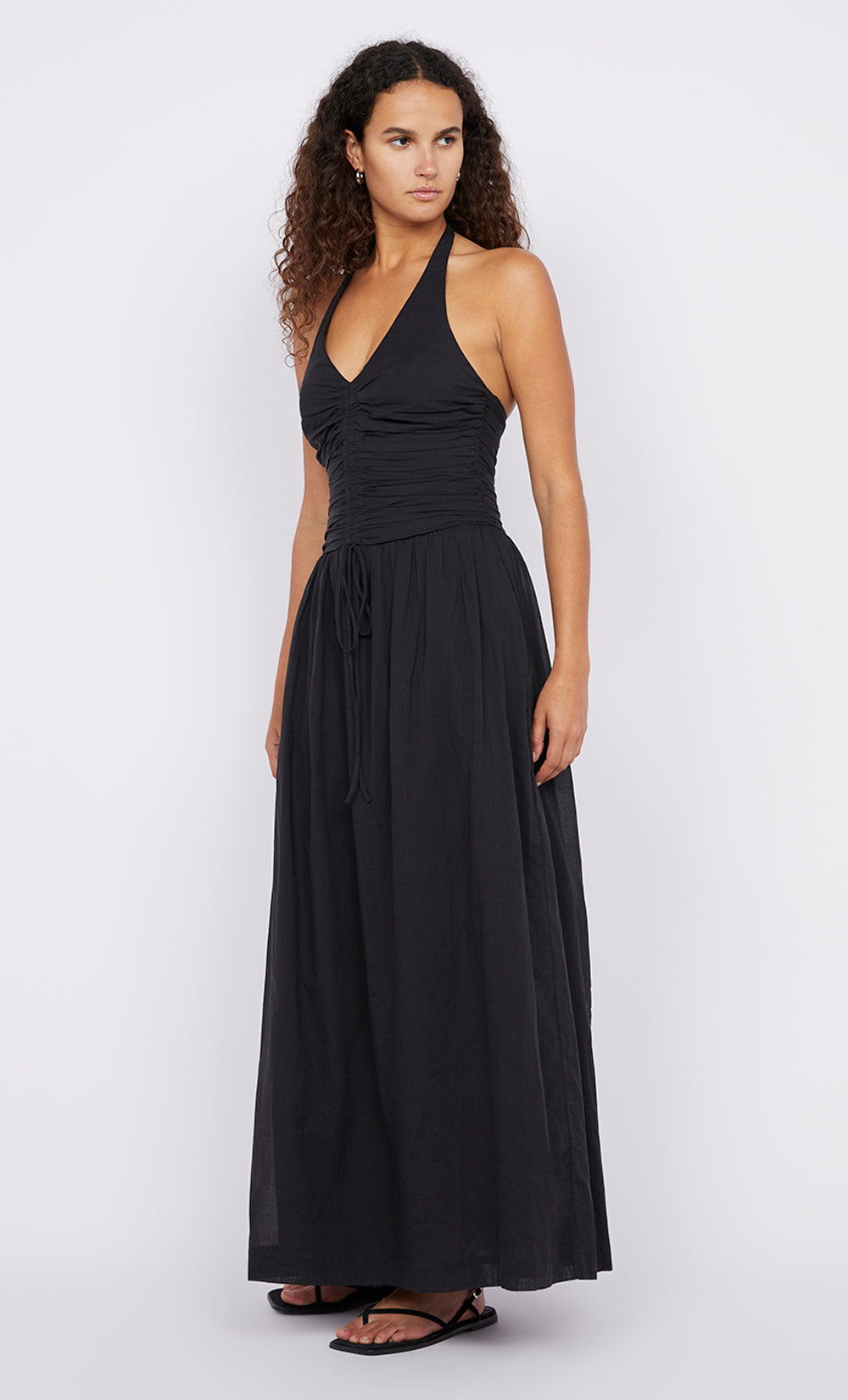 FRANCA HALTER DRESS - BLACK