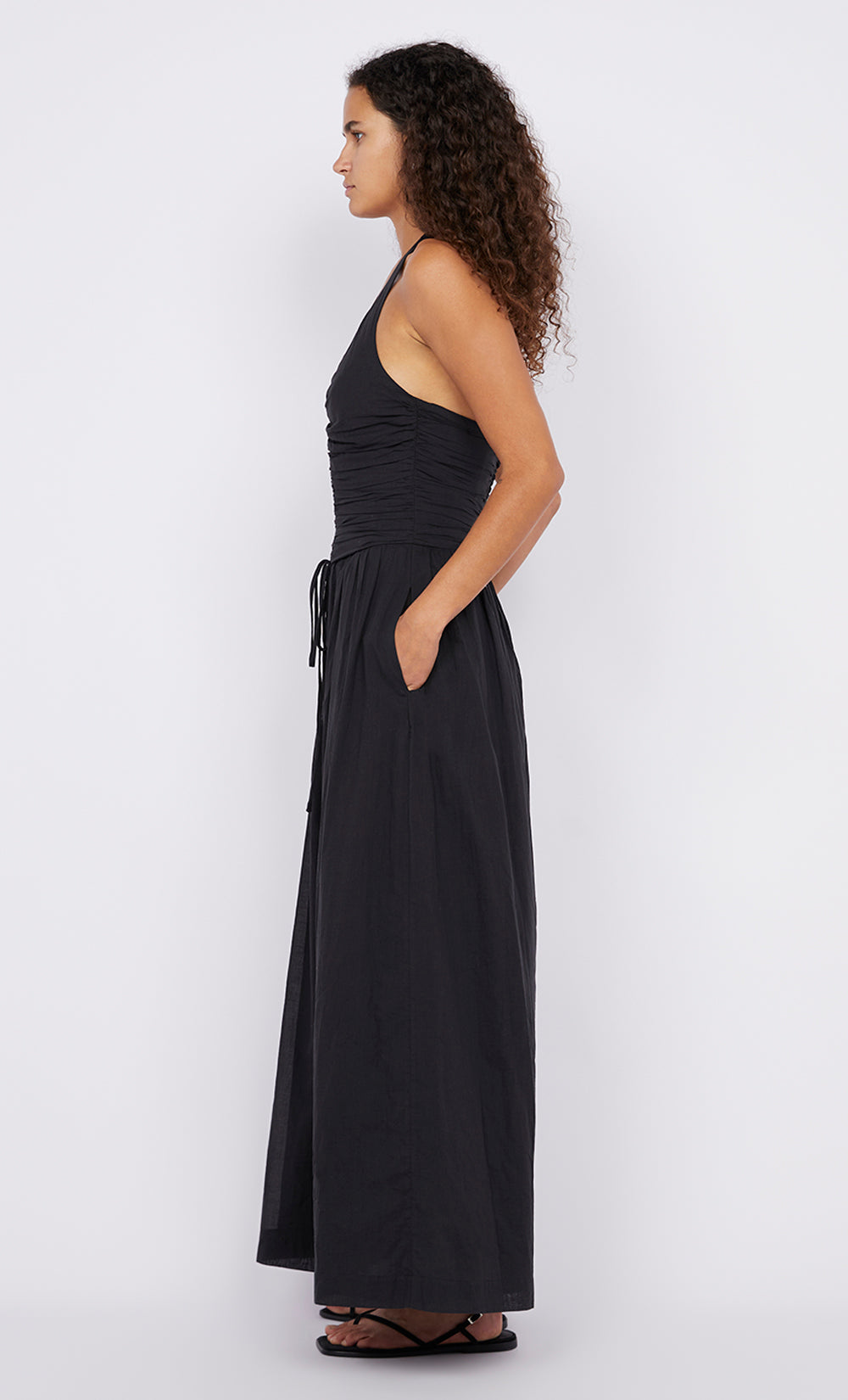 FRANCA HALTER DRESS - BLACK