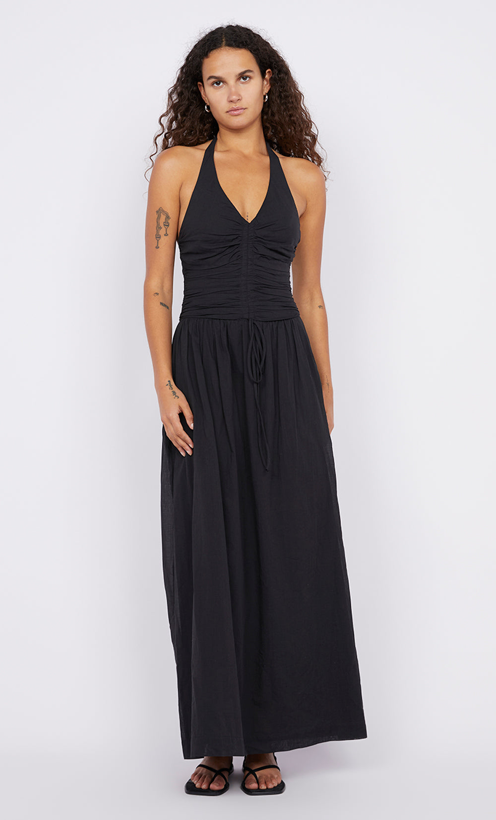 FRANCA HALTER DRESS - BLACK