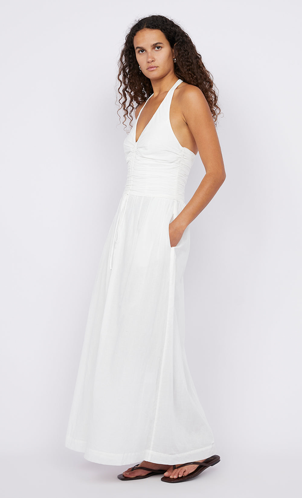 FRANCA HALTER DRESS - WHITE