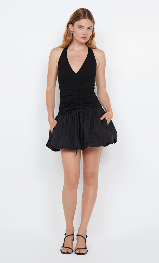 FREYA BUBBLE MINI DRESS  - BLACK