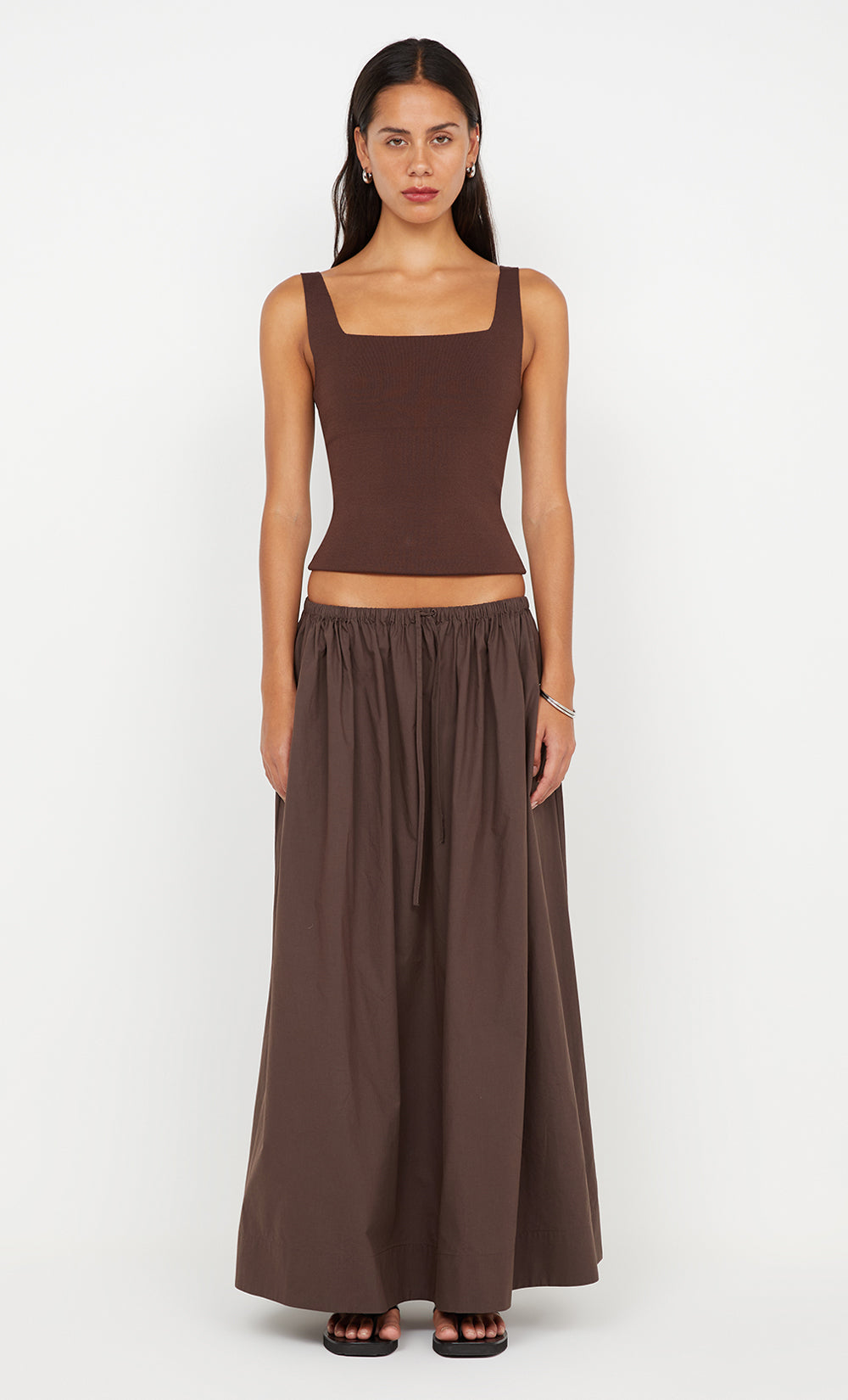 GEMMA SQUARE NECK TANK - CHOC