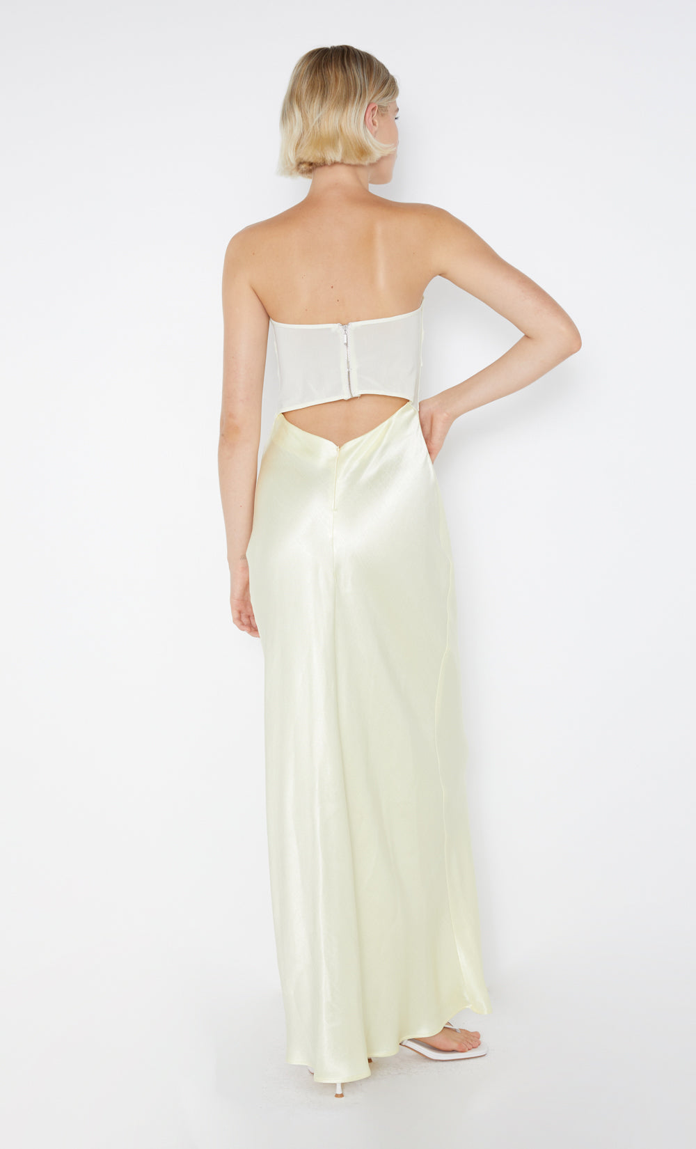 HALLE STRAPLESS DRESS - ICE YELLOW