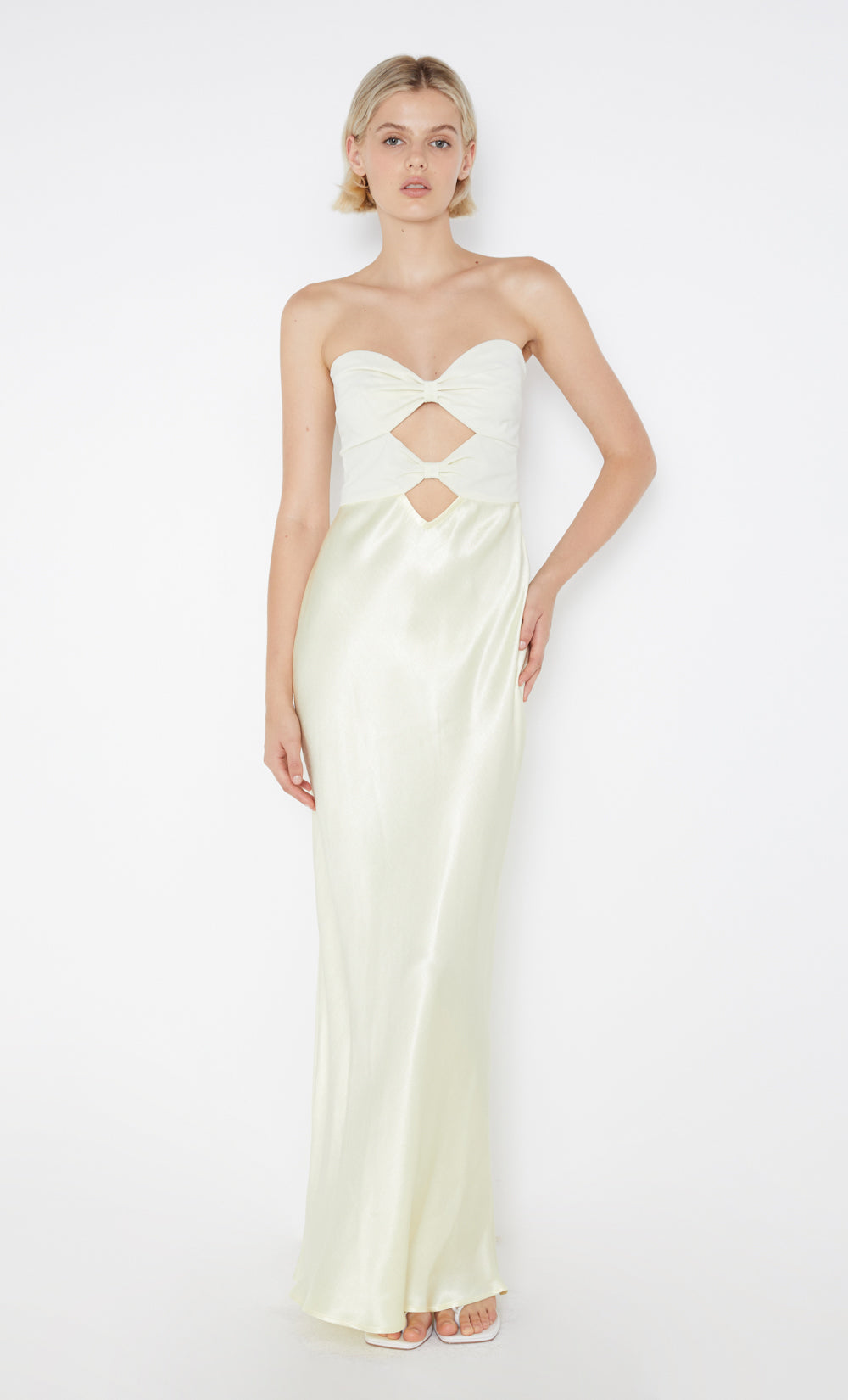 HALLE STRAPLESS DRESS - ICE YELLOW